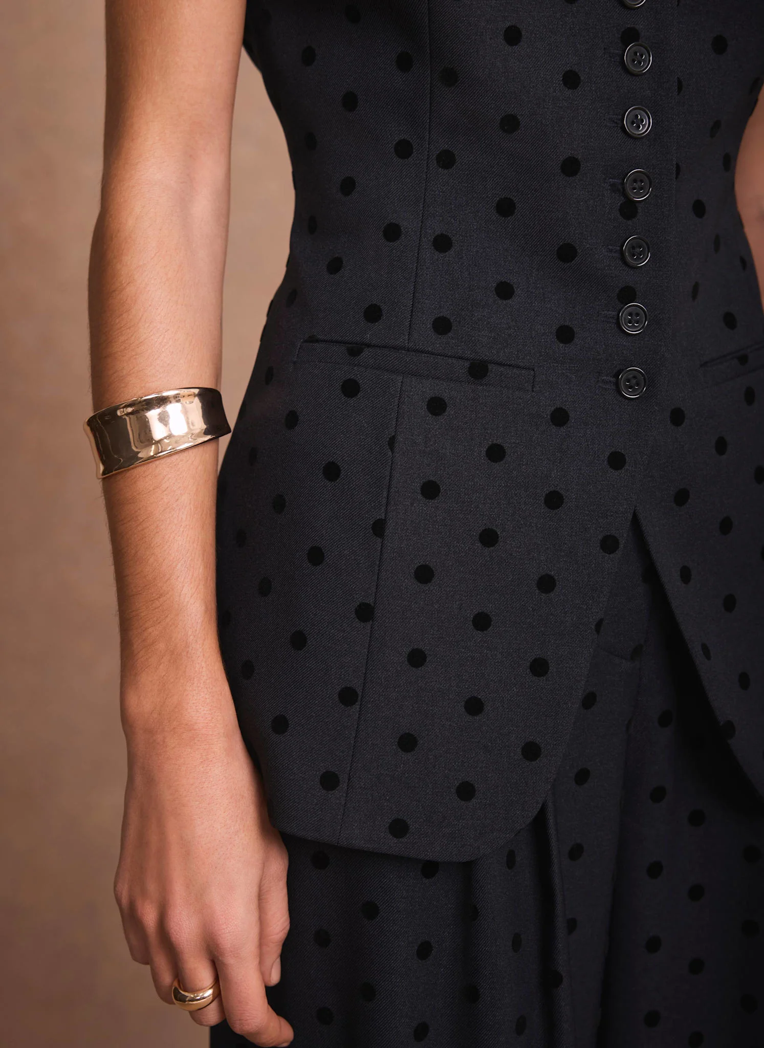 Navy Polka Dot Longline Waistcoat - Image 6