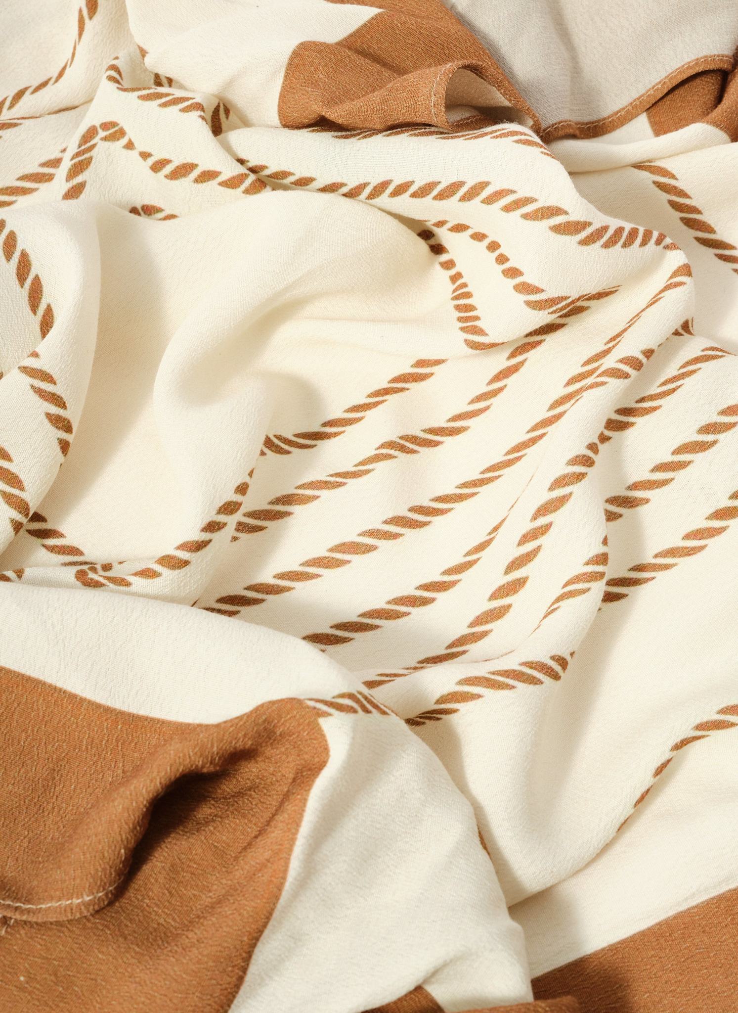 Cream Border Square Neck Scarf - Image 5
