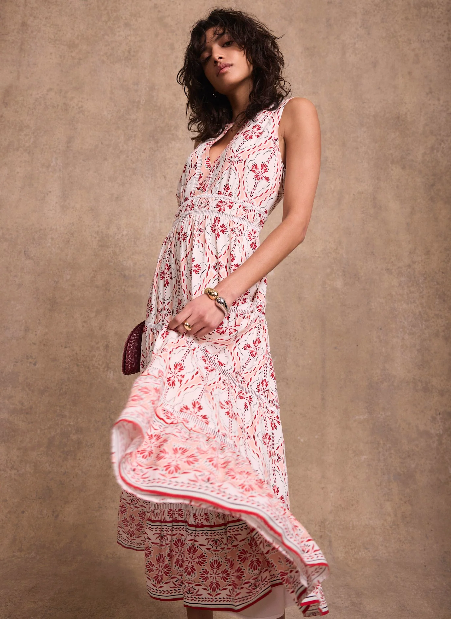 Pink Geo Print Maxi Dress - Image 2