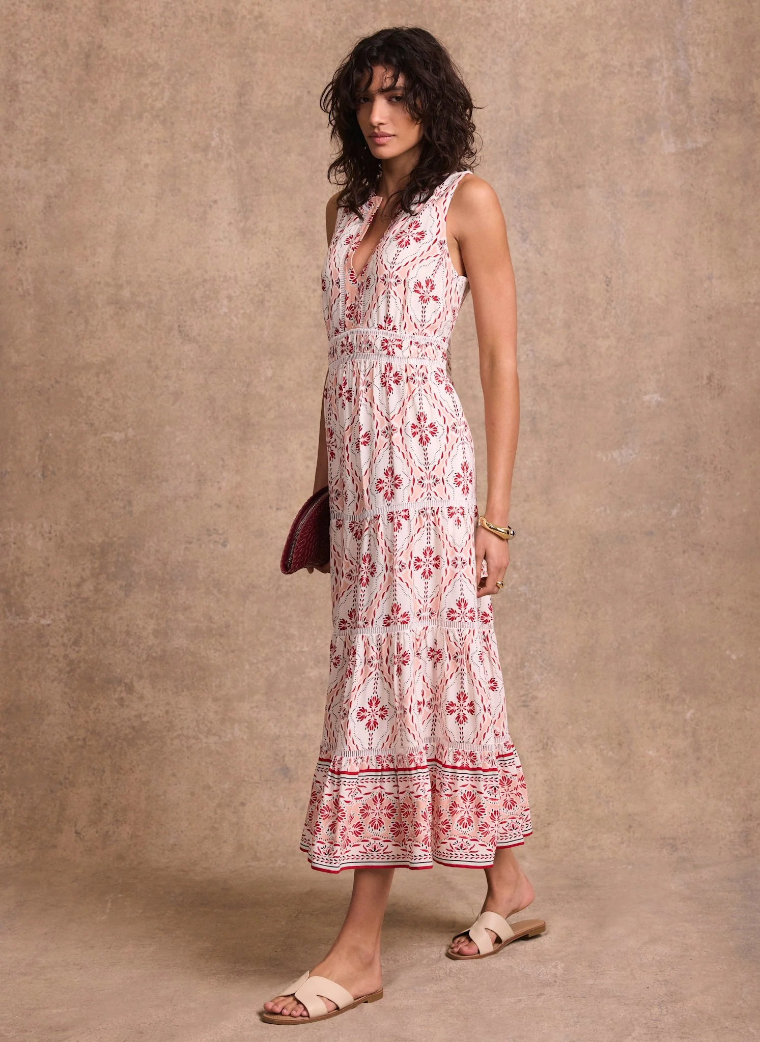 Pink Geo Print Maxi Dress - Image 4