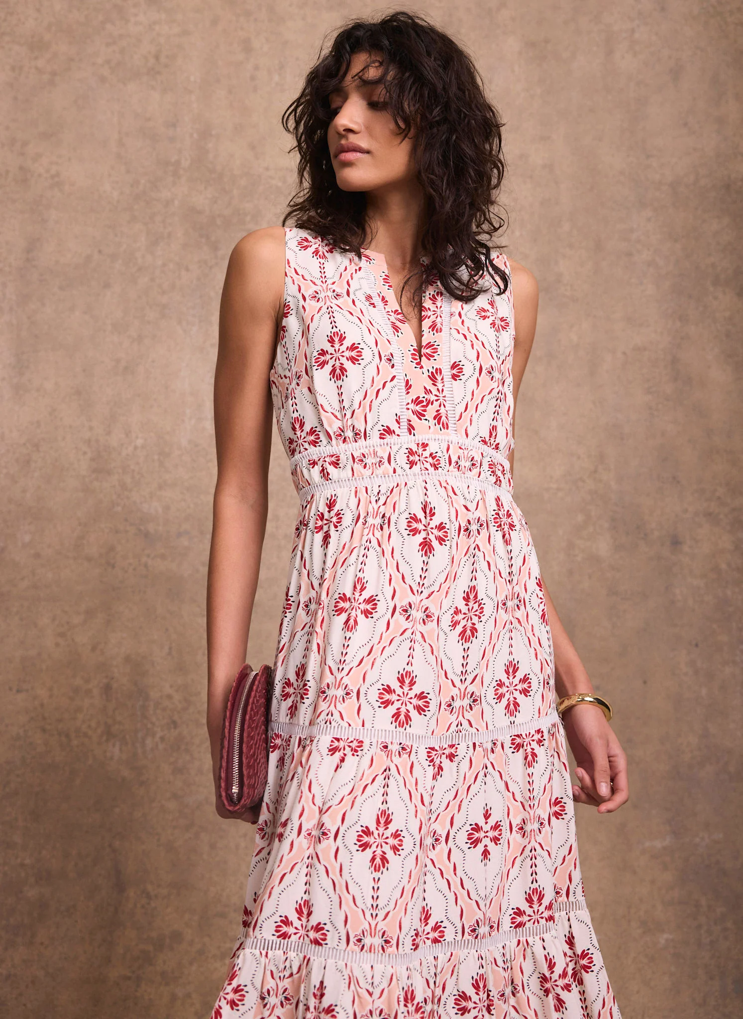 Pink Geo Print Maxi Dress - Image 5