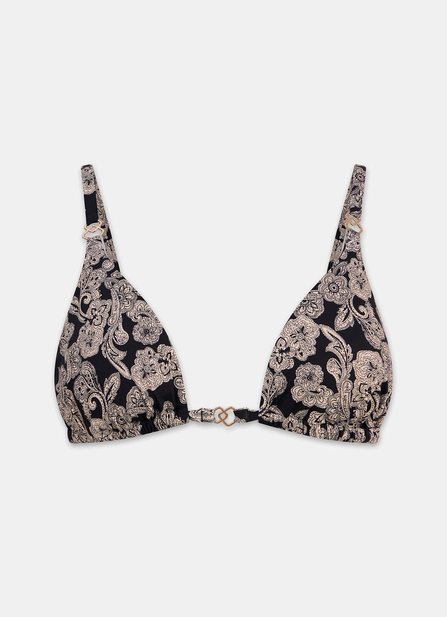 Black Print Triangle Bikini Top - Image 6