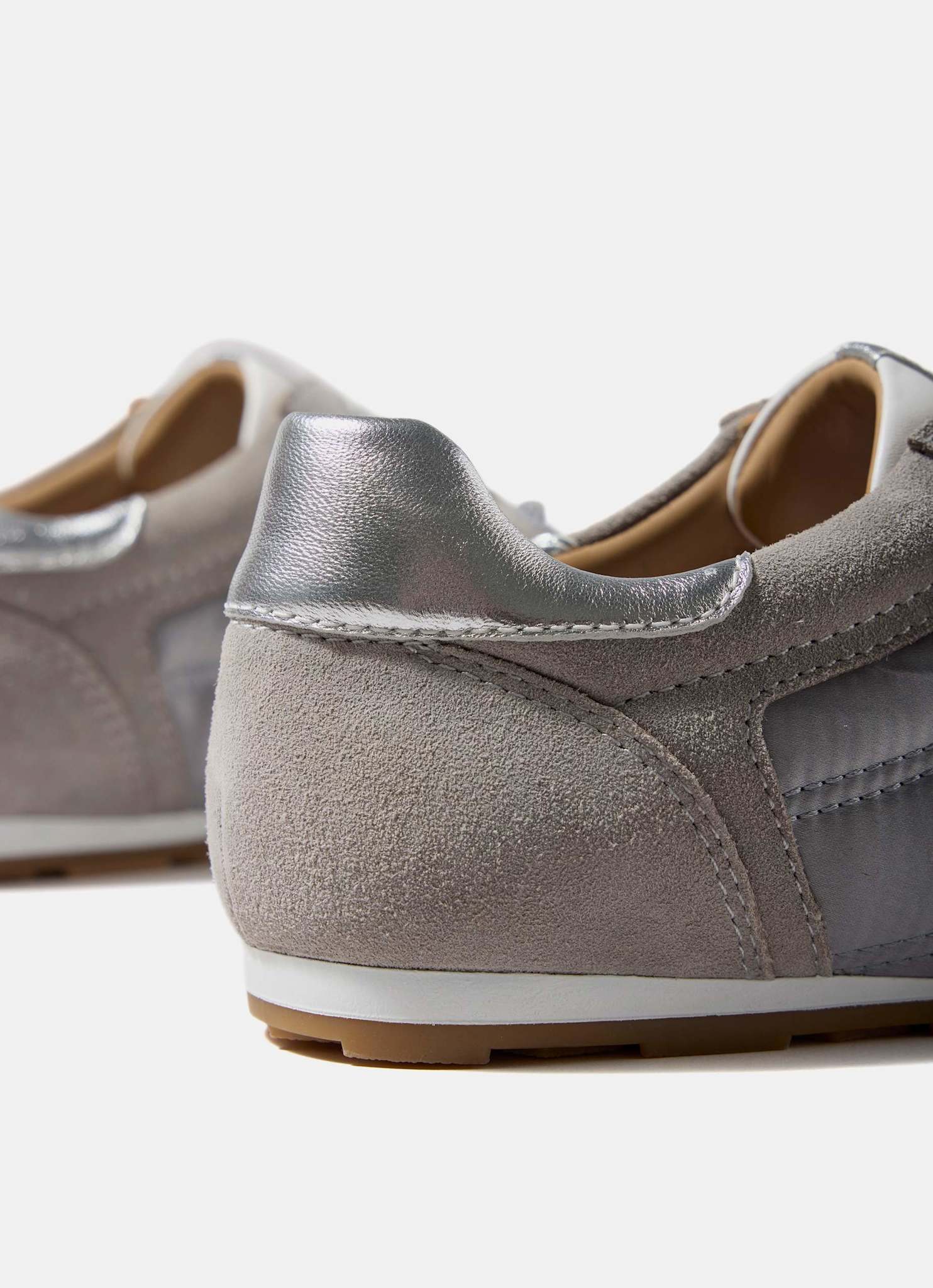 Rach Silver Metallic Suede Quilted Trainers - Image 4