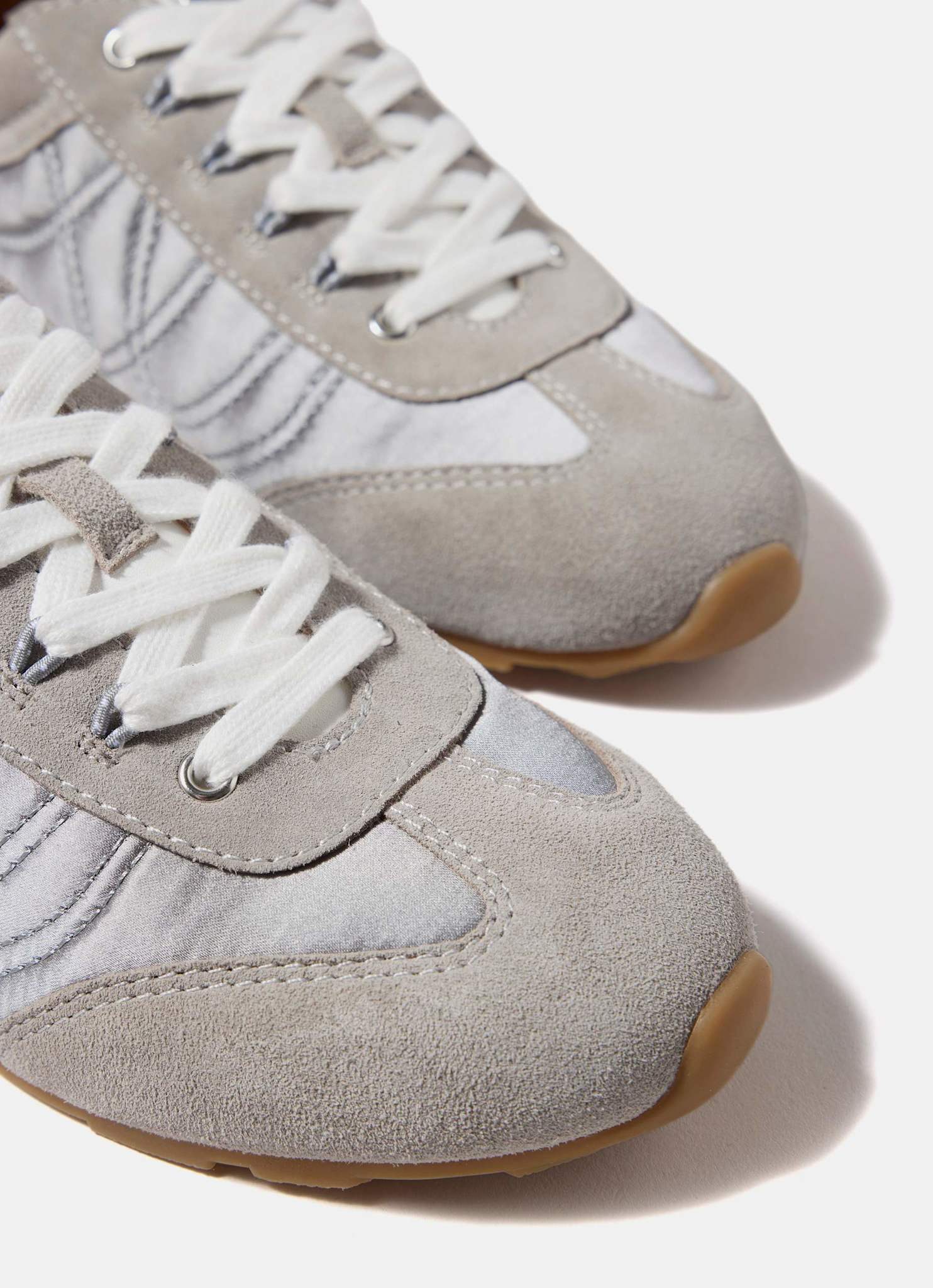 Rach Silver Metallic Suede Quilted Trainers - Image 5
