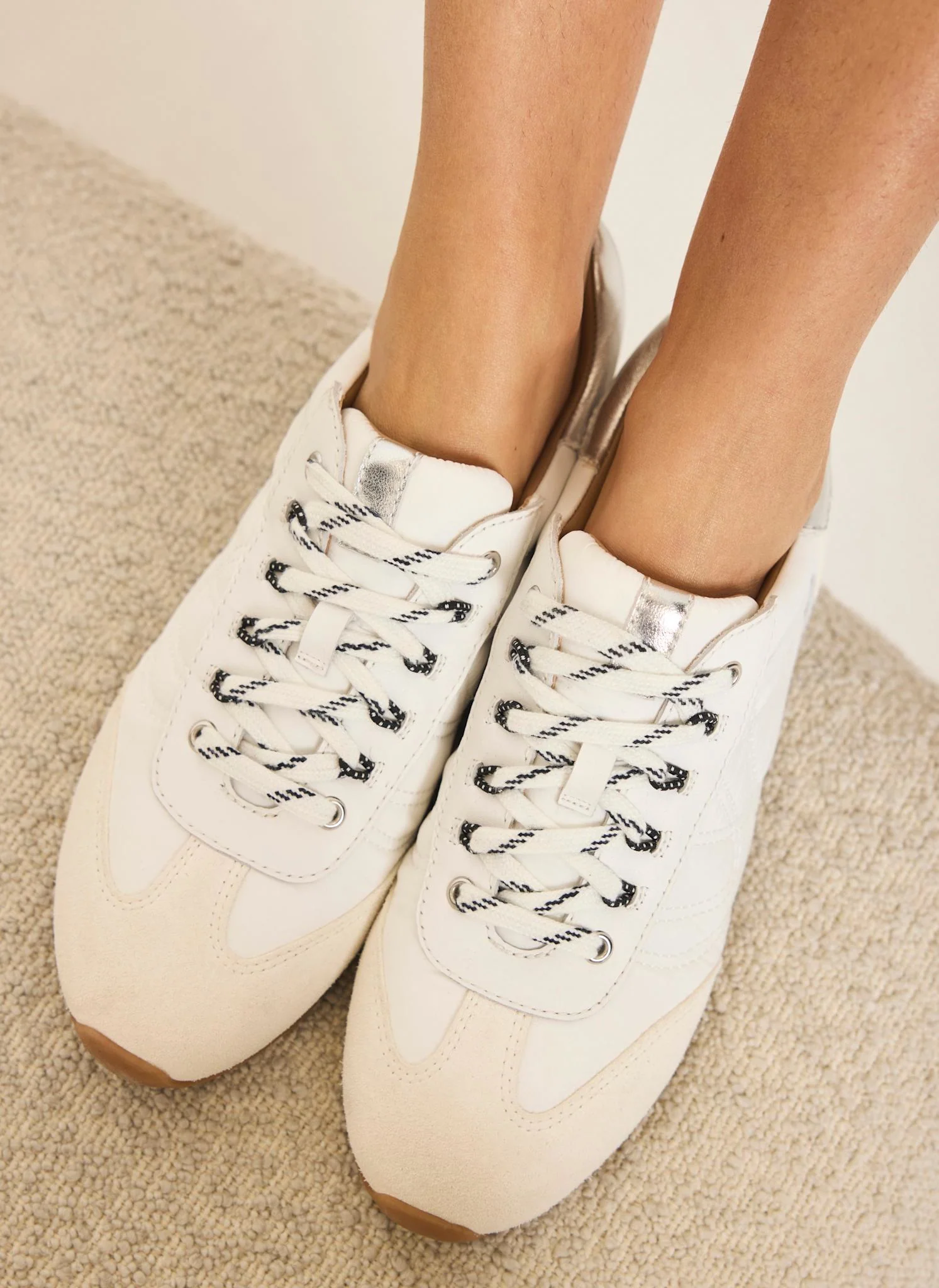 Rach White Suede Detail Trainers - Image 6