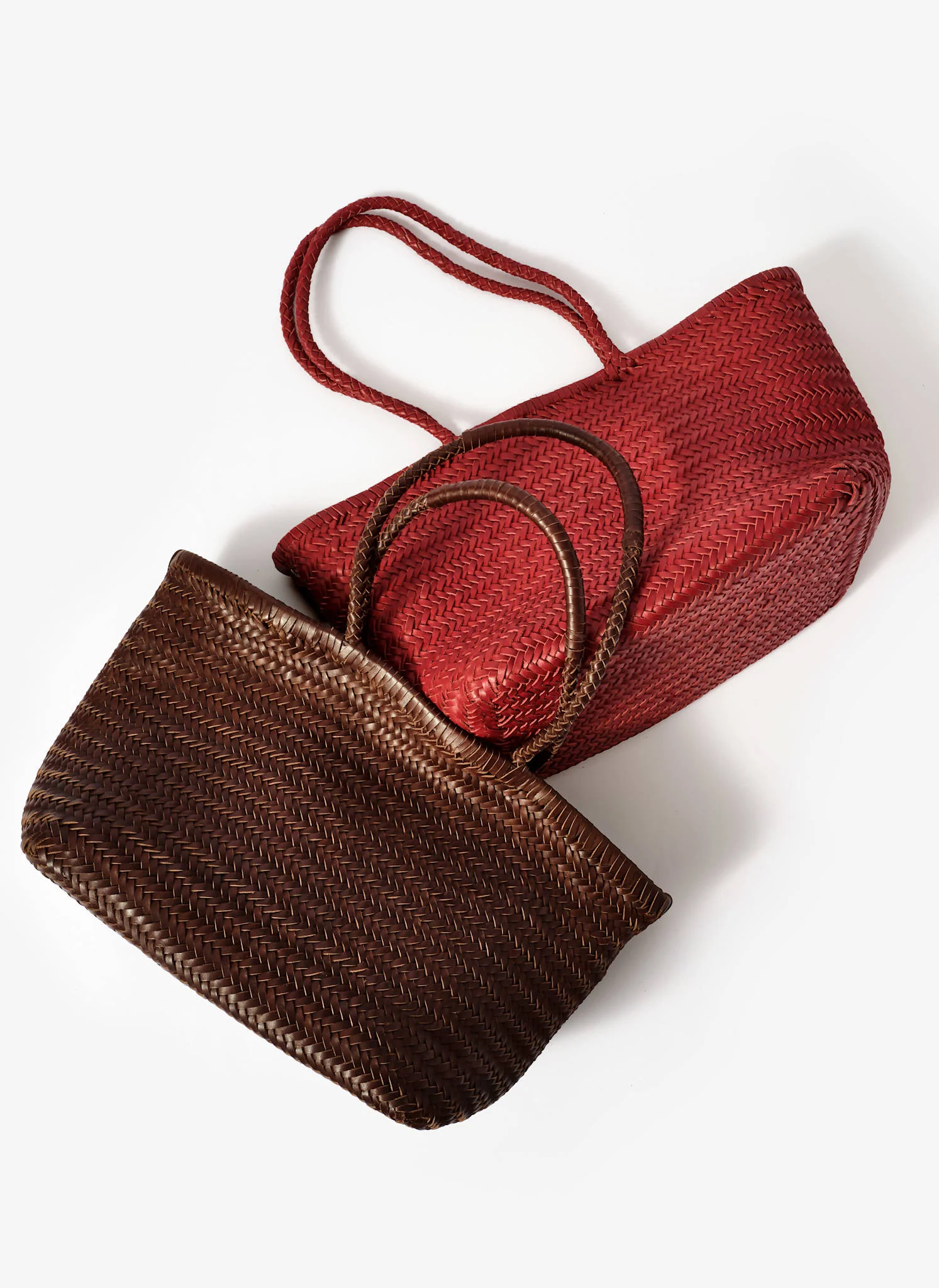Rae Brown Leather Woven Tote Bag - Image 6