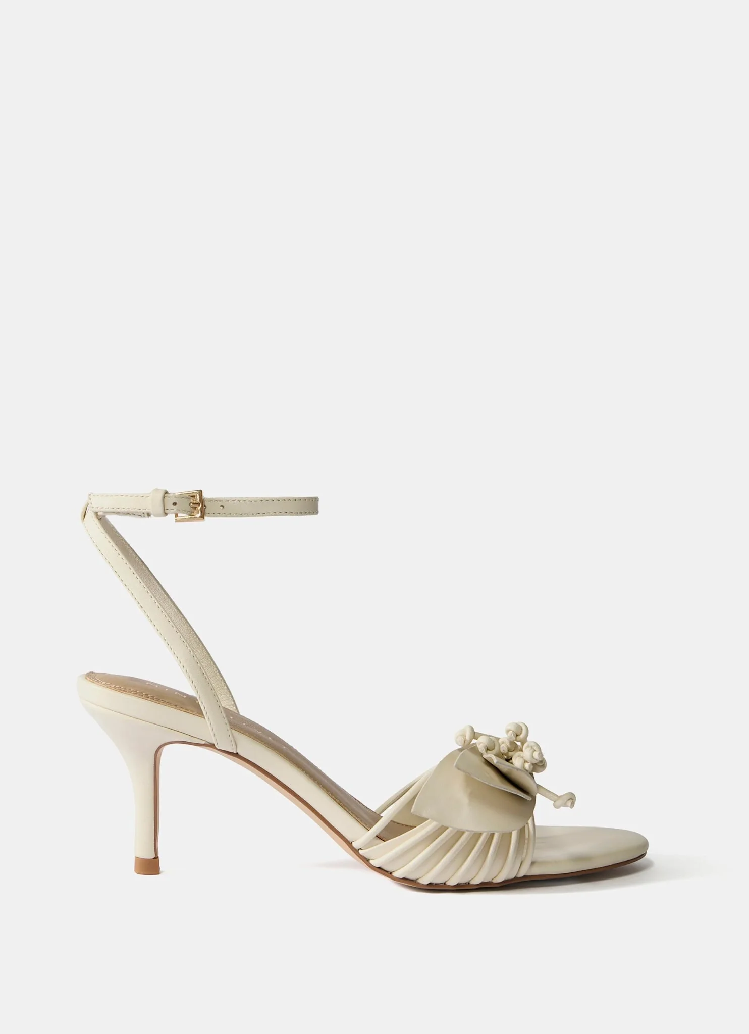 Rae Cream Leather Tassel Heeled Sandals - Image 3