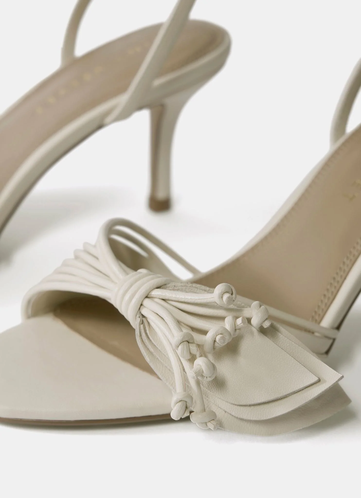 Rae Cream Leather Tassel Heeled Sandals - Image 5