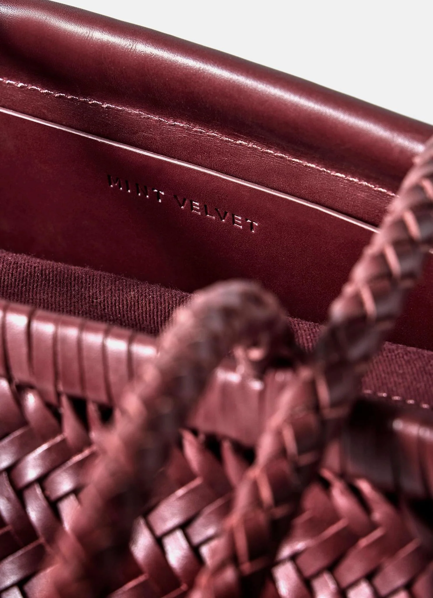 Rae Red Leather Woven Tote Bag - Image 5