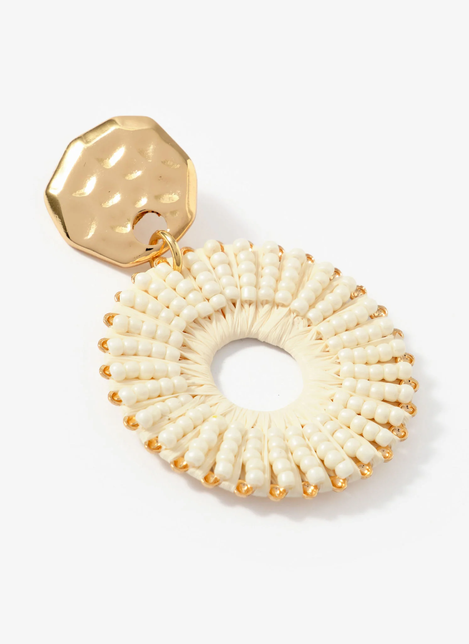Gold Tone Raffia Statement Hoop Earrings - Image 4