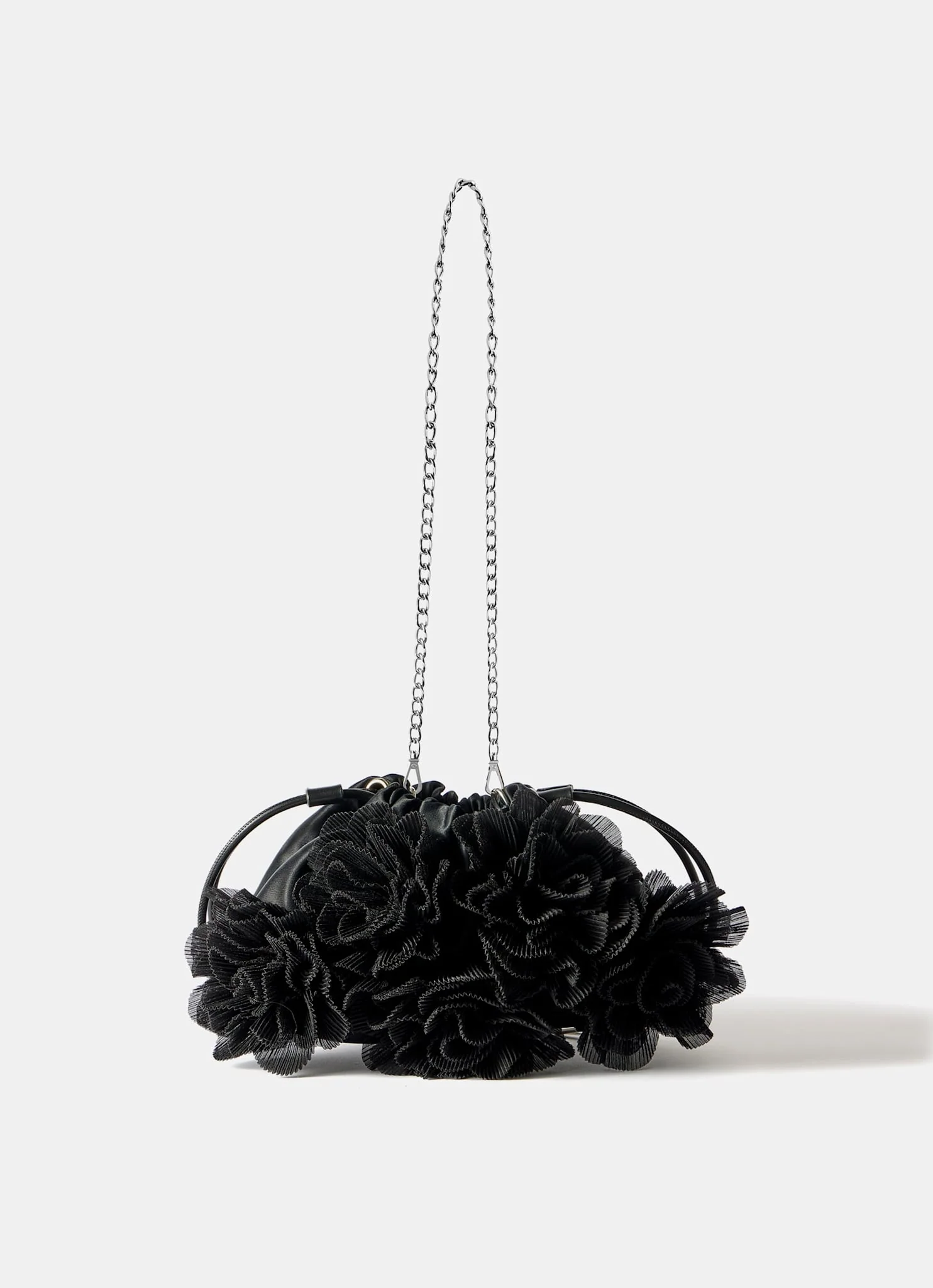 Raya Black Floral Drawstring Bag