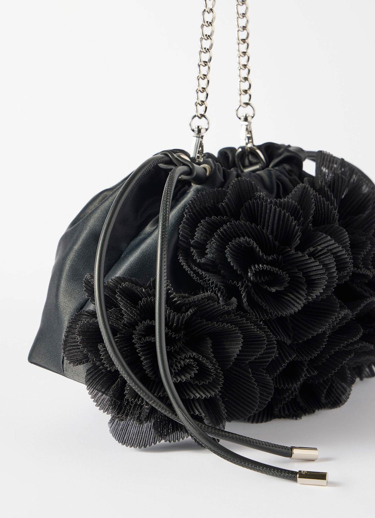Raya Black Floral Drawstring Bag - Image 3