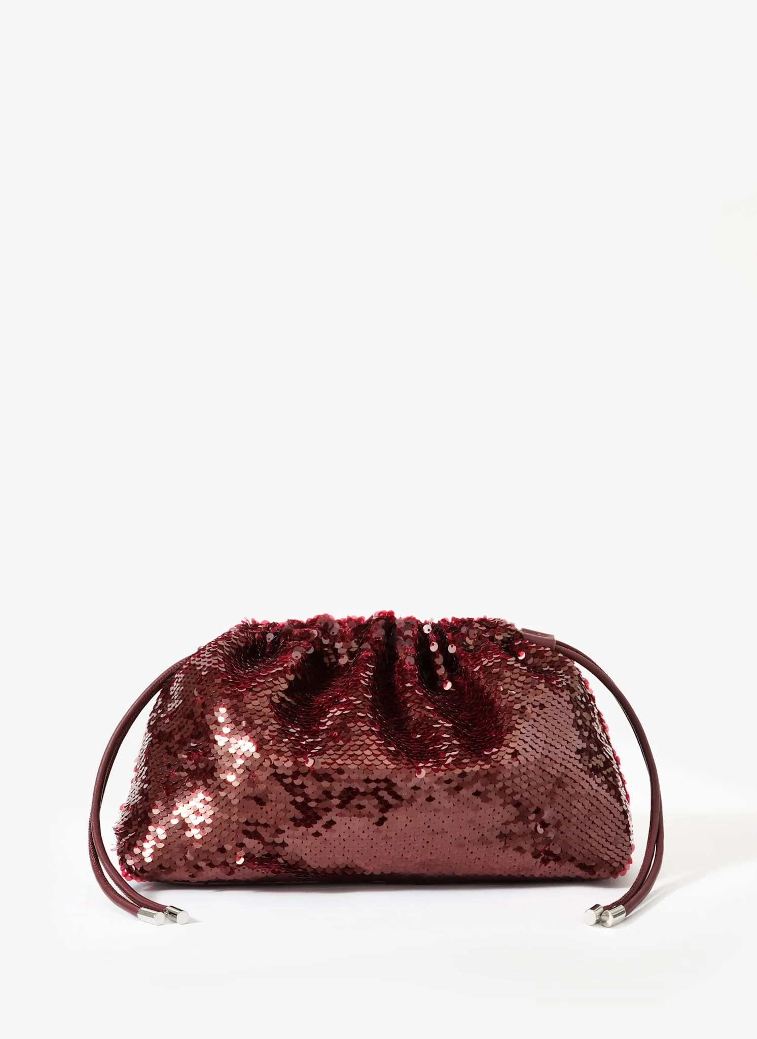 Raya Burgundy Sequin Drawstring Bag - Image 3