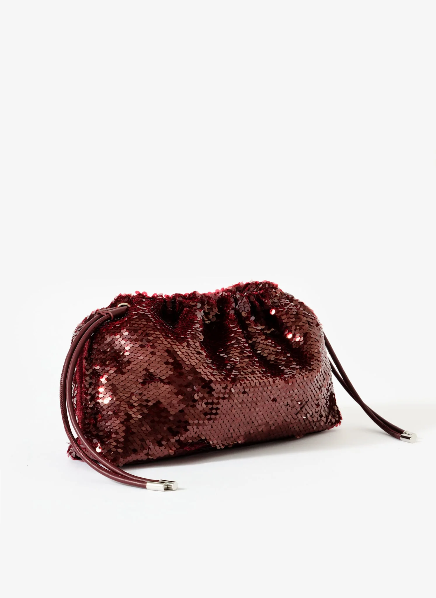 Raya Burgundy Sequin Drawstring Bag - Image 4