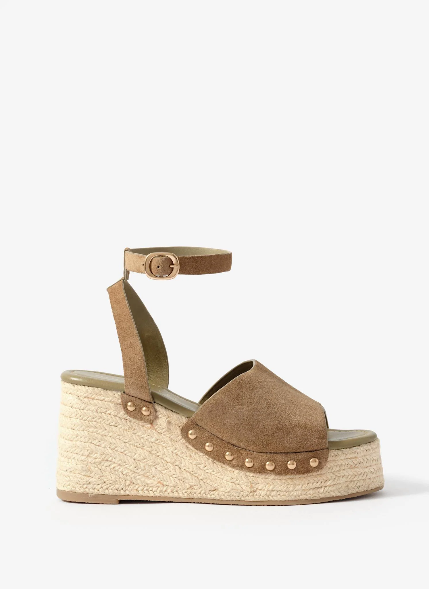 Raya Neutral Suede Espadrille Wedges