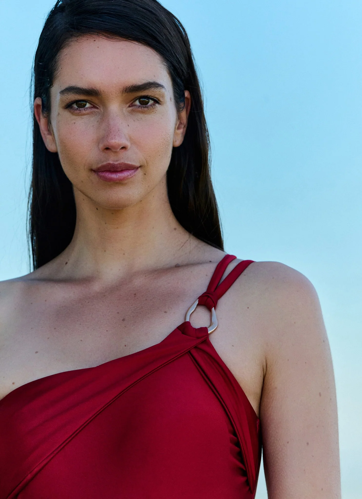 Red One Shoulder Swimsuit - Image 4