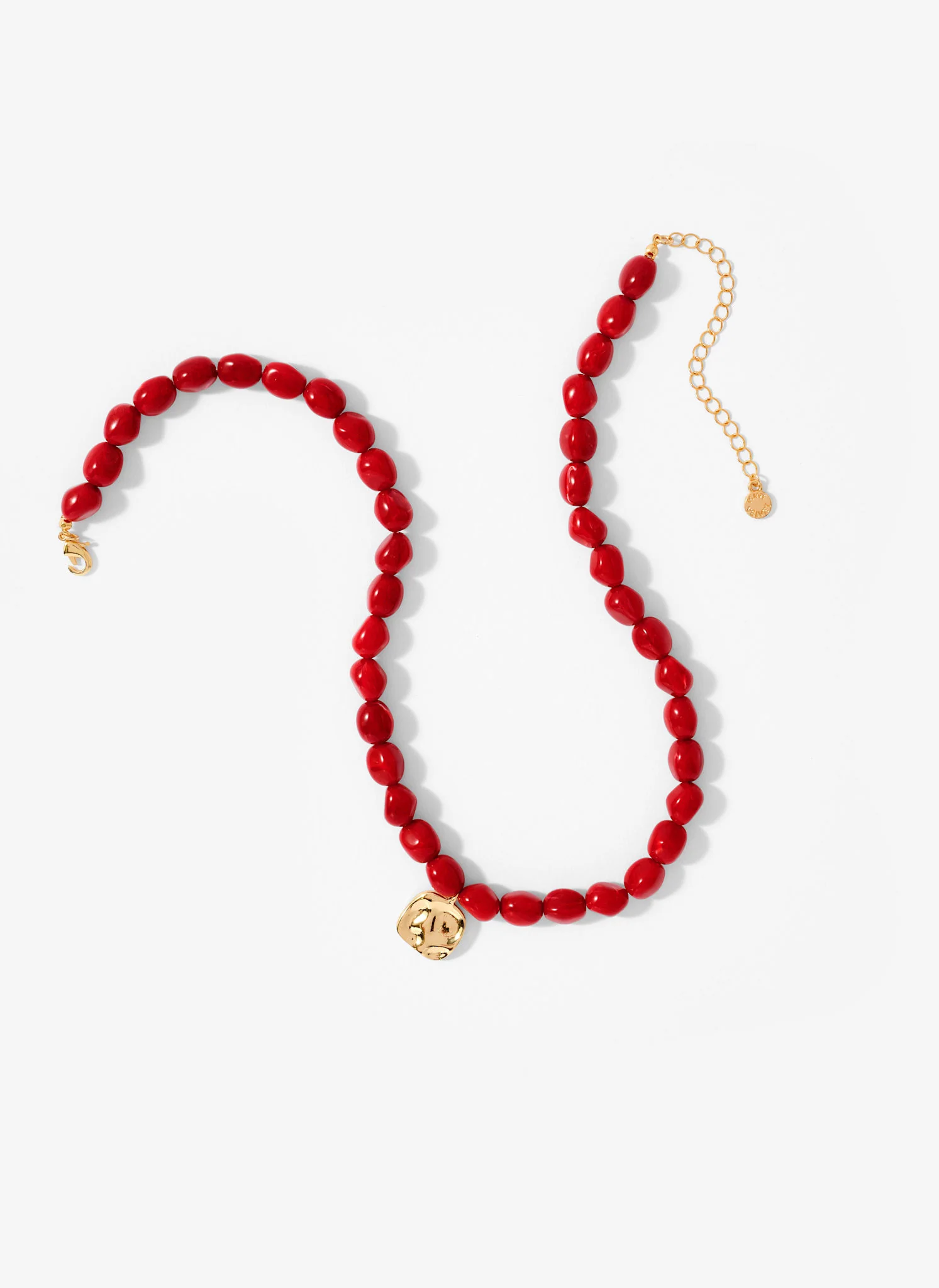 Red Beaded Charm Necklace - Image 3