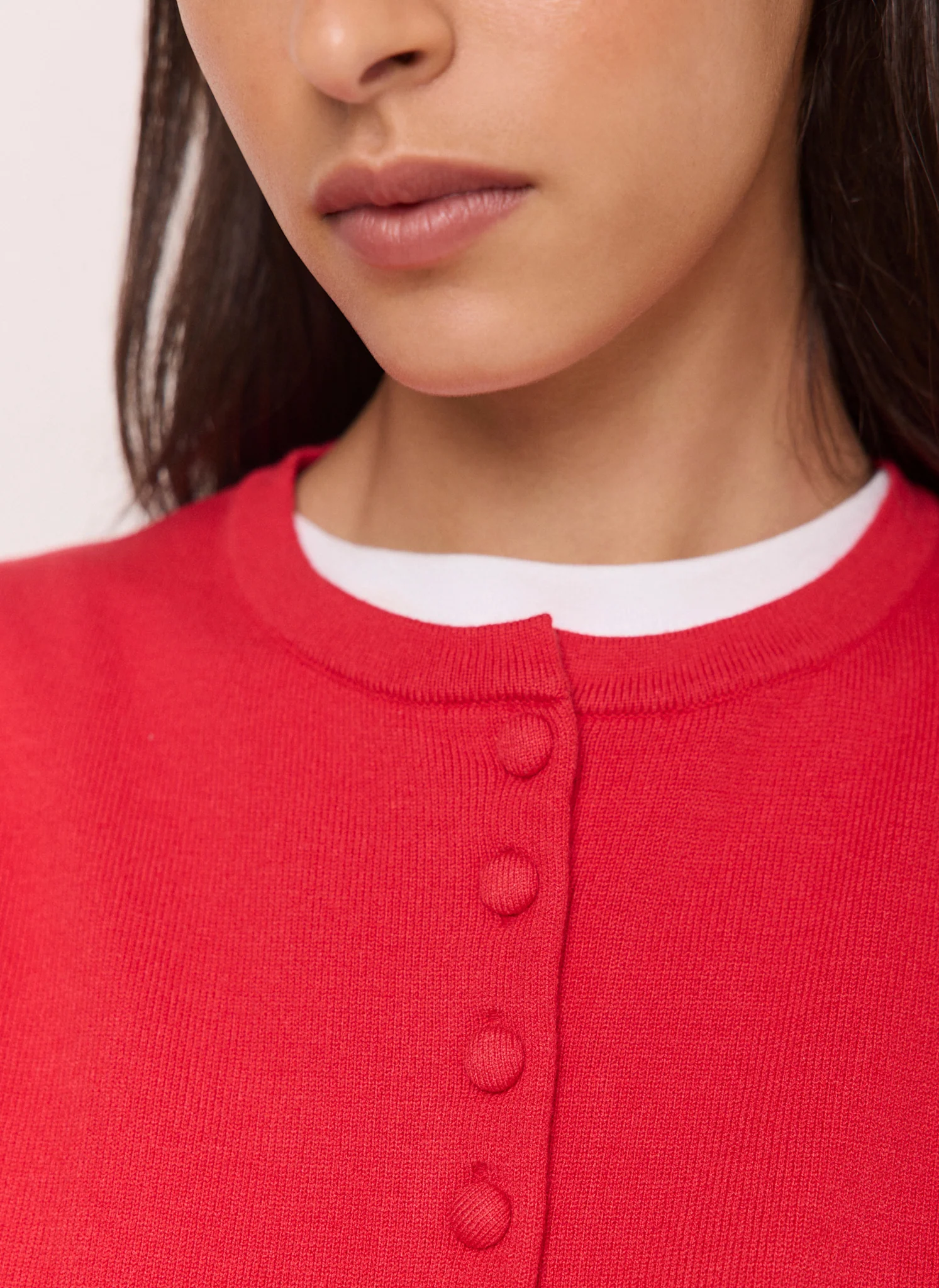 Red Fine Knit Cardigan - Image 4