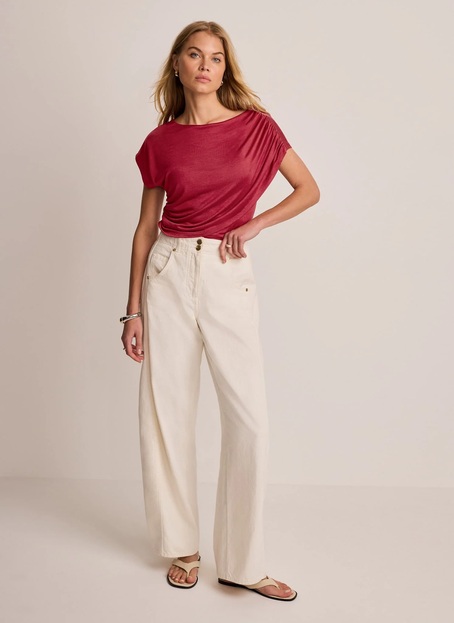 Red Layered Drape Top - Image 4