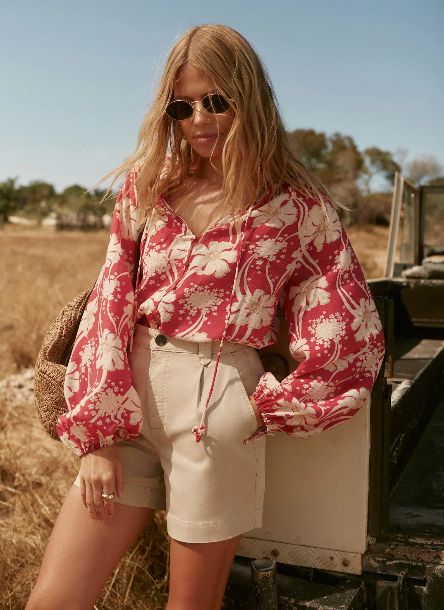 Red Floral Print Blouse - Image 4