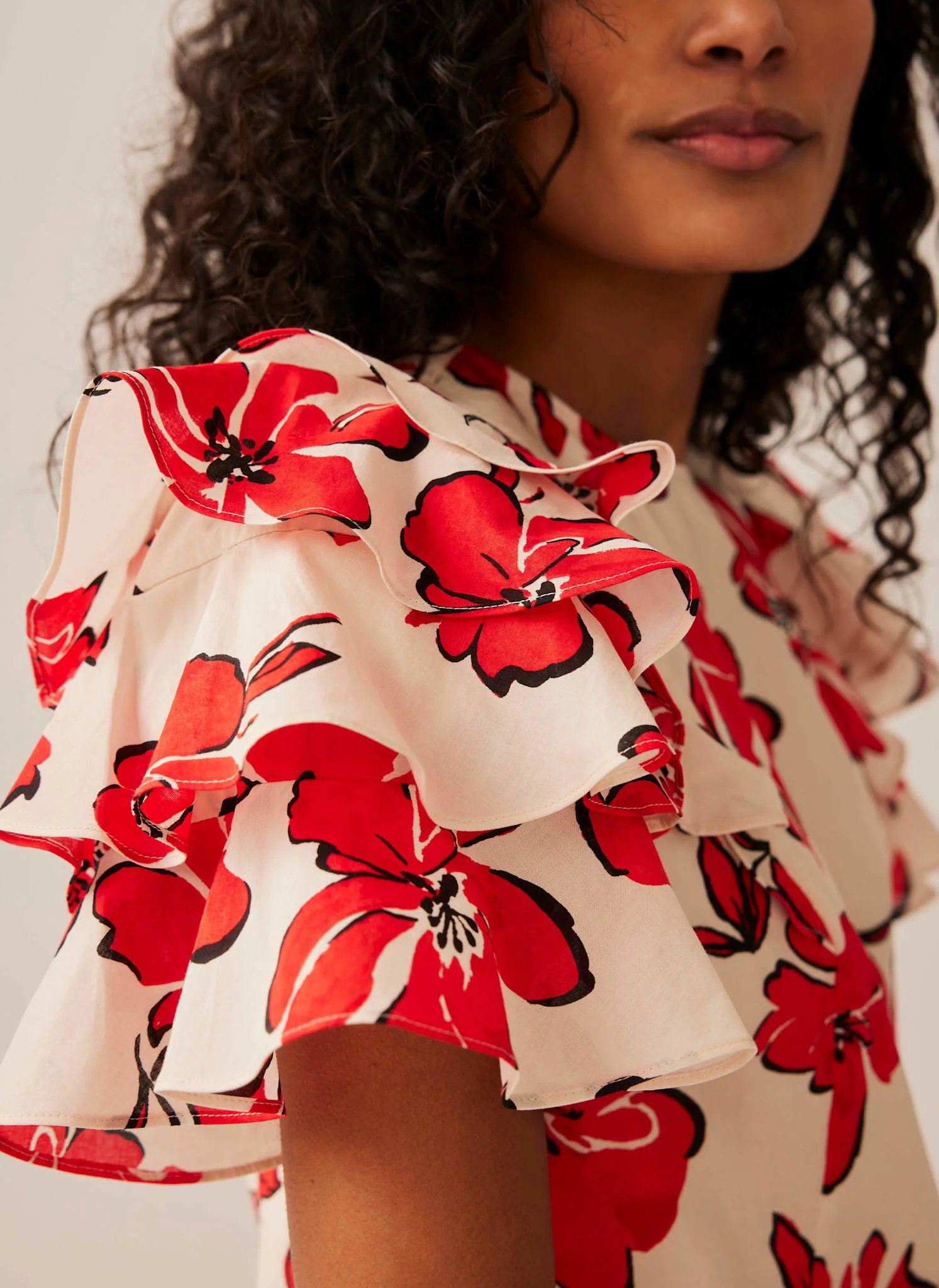 Red Floral Print Top - Image 2