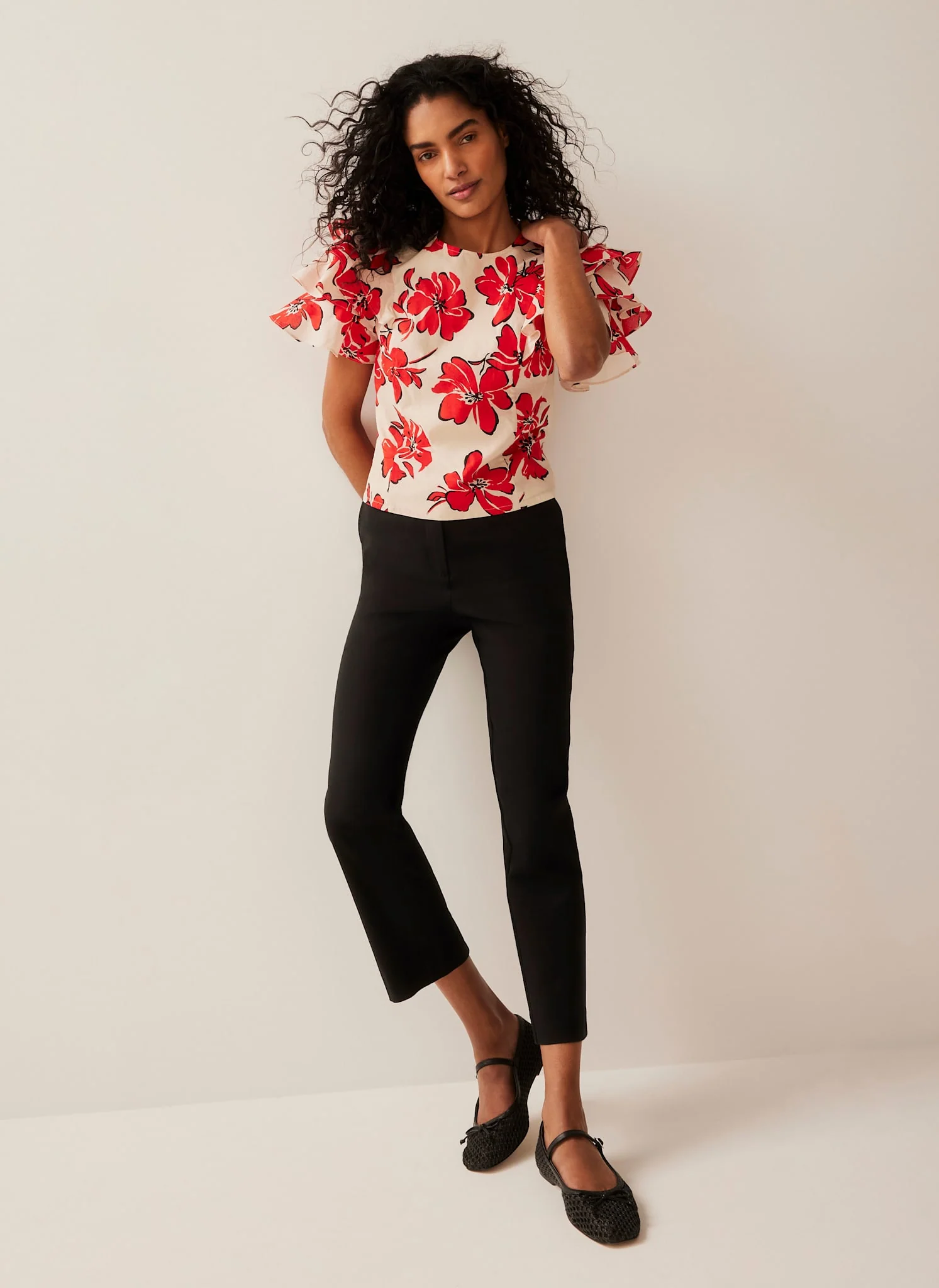 Red Floral Print Top - Image 3
