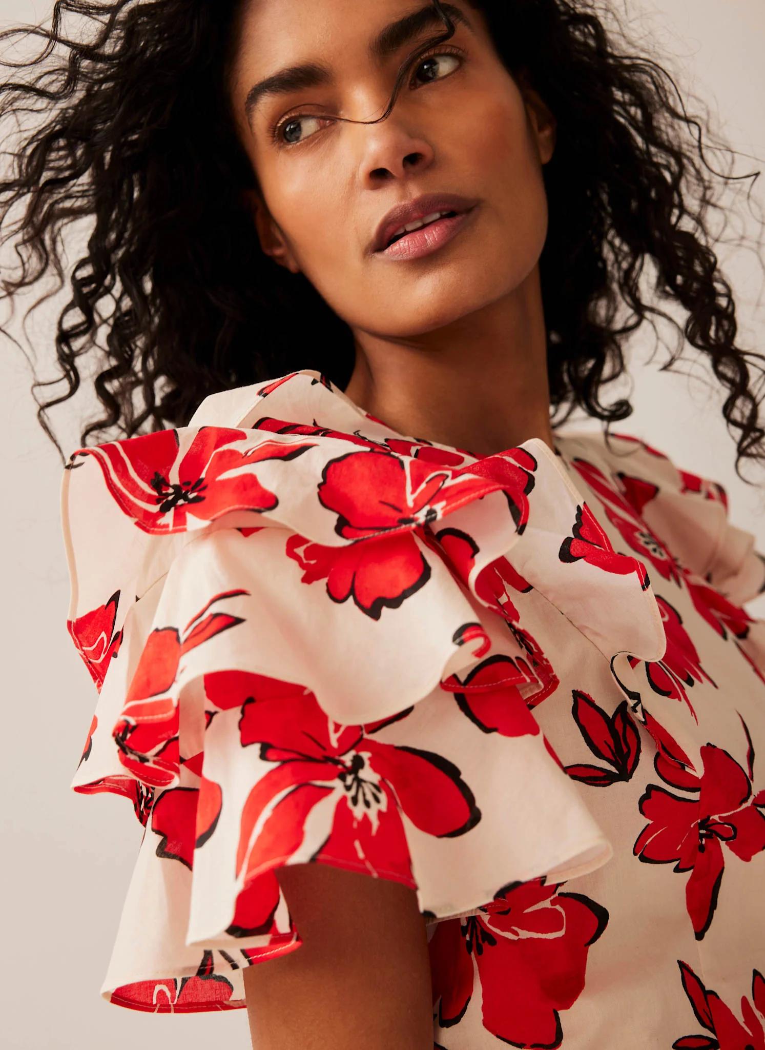 Red Floral Print Top - Image 4