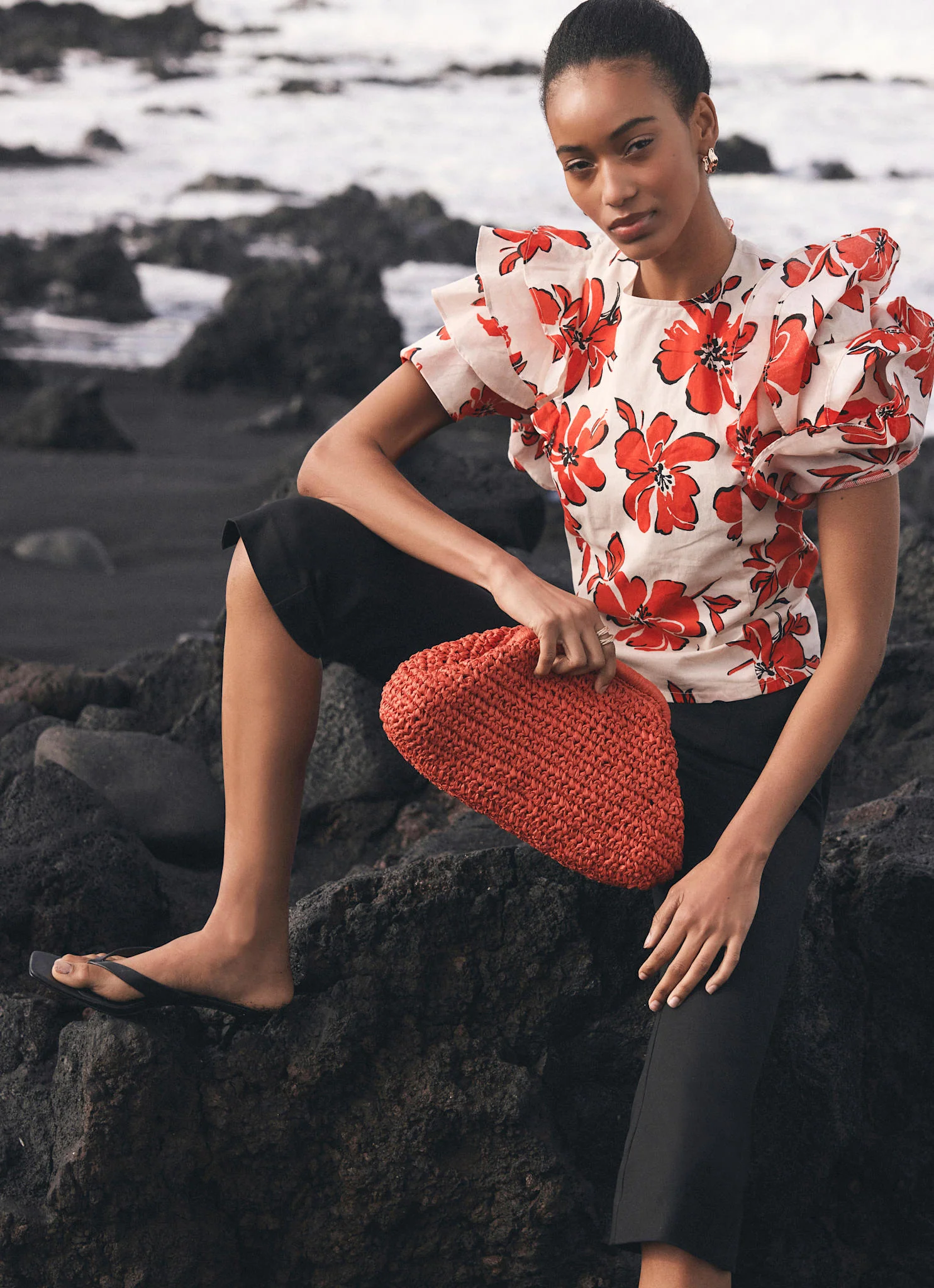 Red Floral Print Top - Image 6