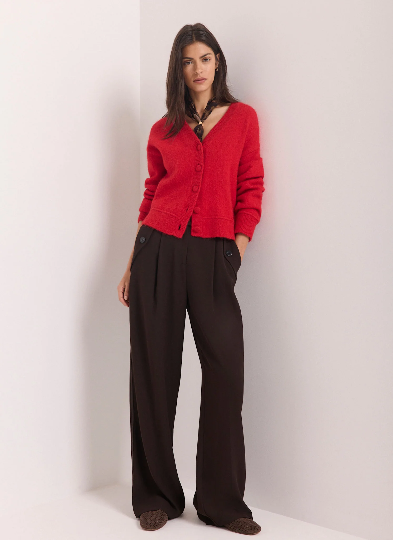 Red Textured Cardigan - Image 4