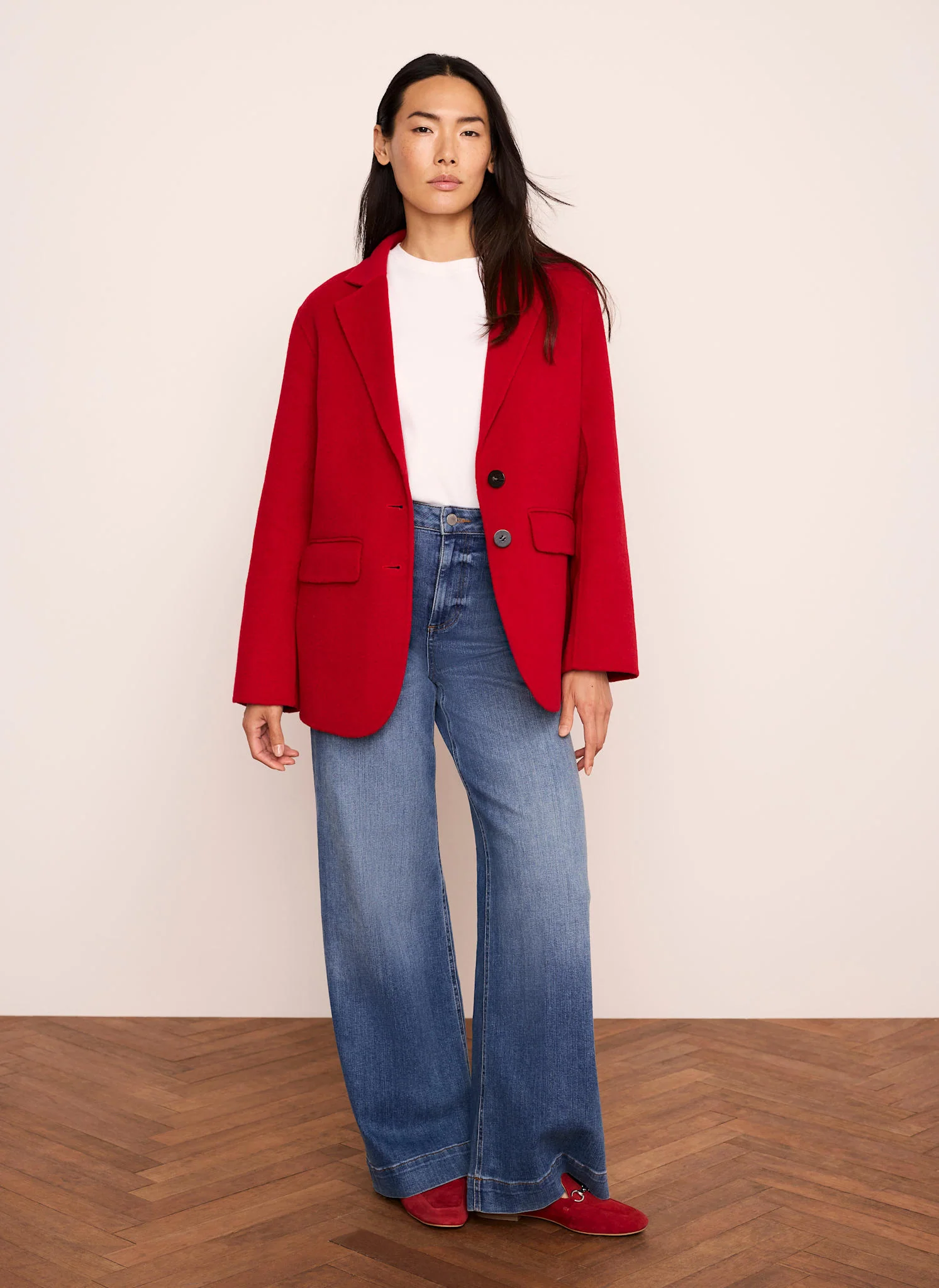 Red Single Breasted Hand Finished Blazer - Image 3