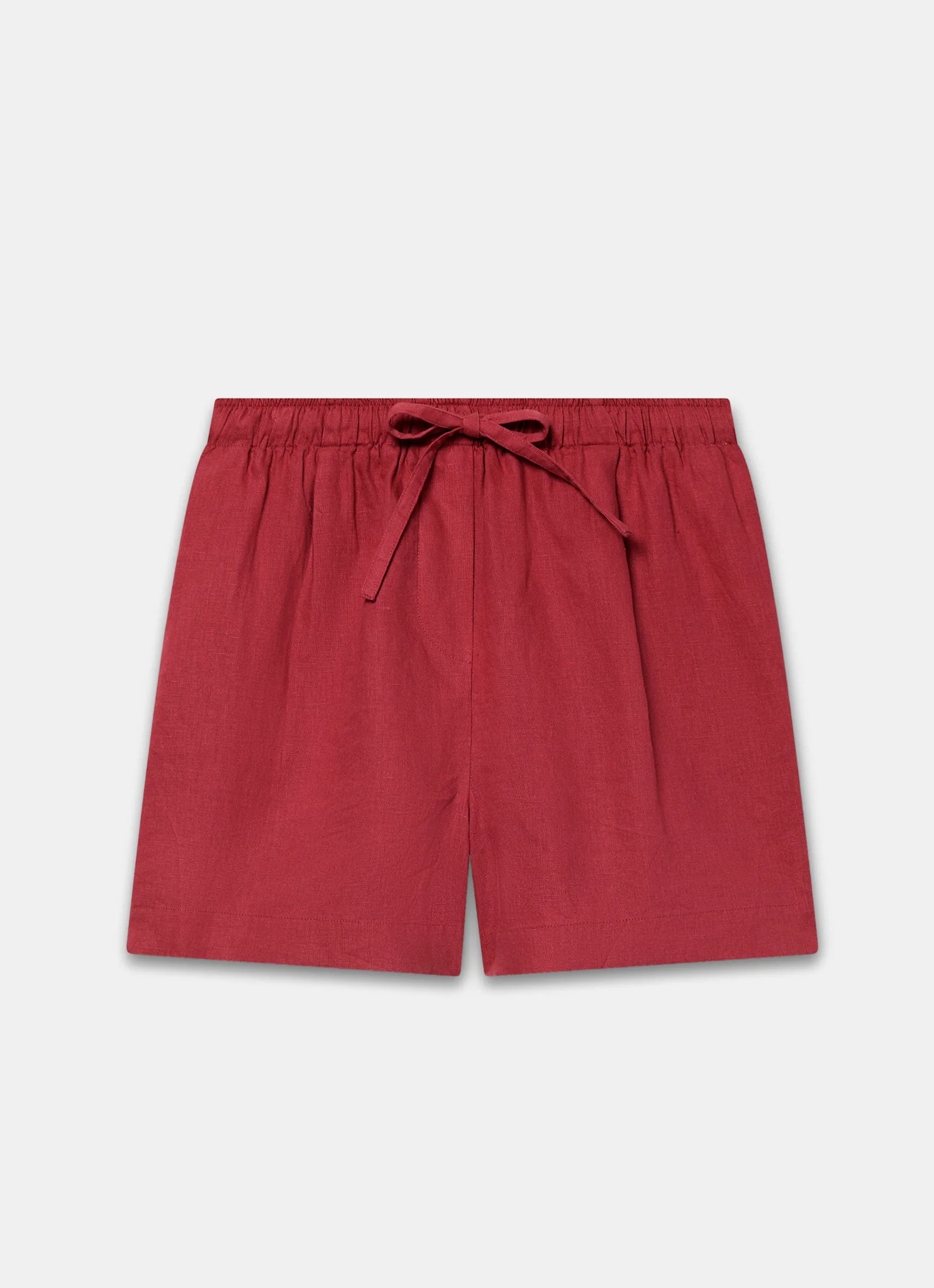 Red Linen Drawstring Shorts - Image 6