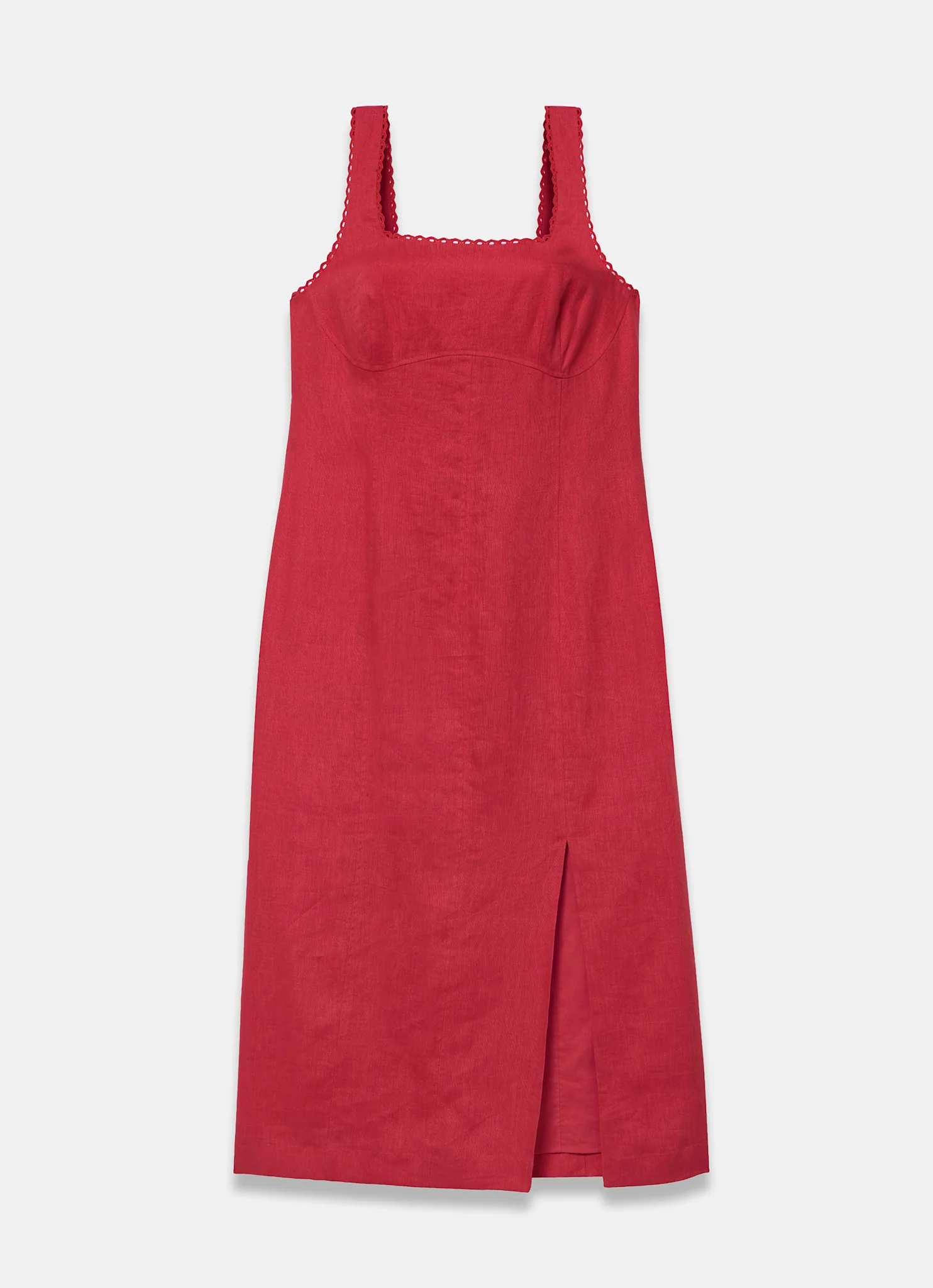 Red Linen Midi Dress - Image 6