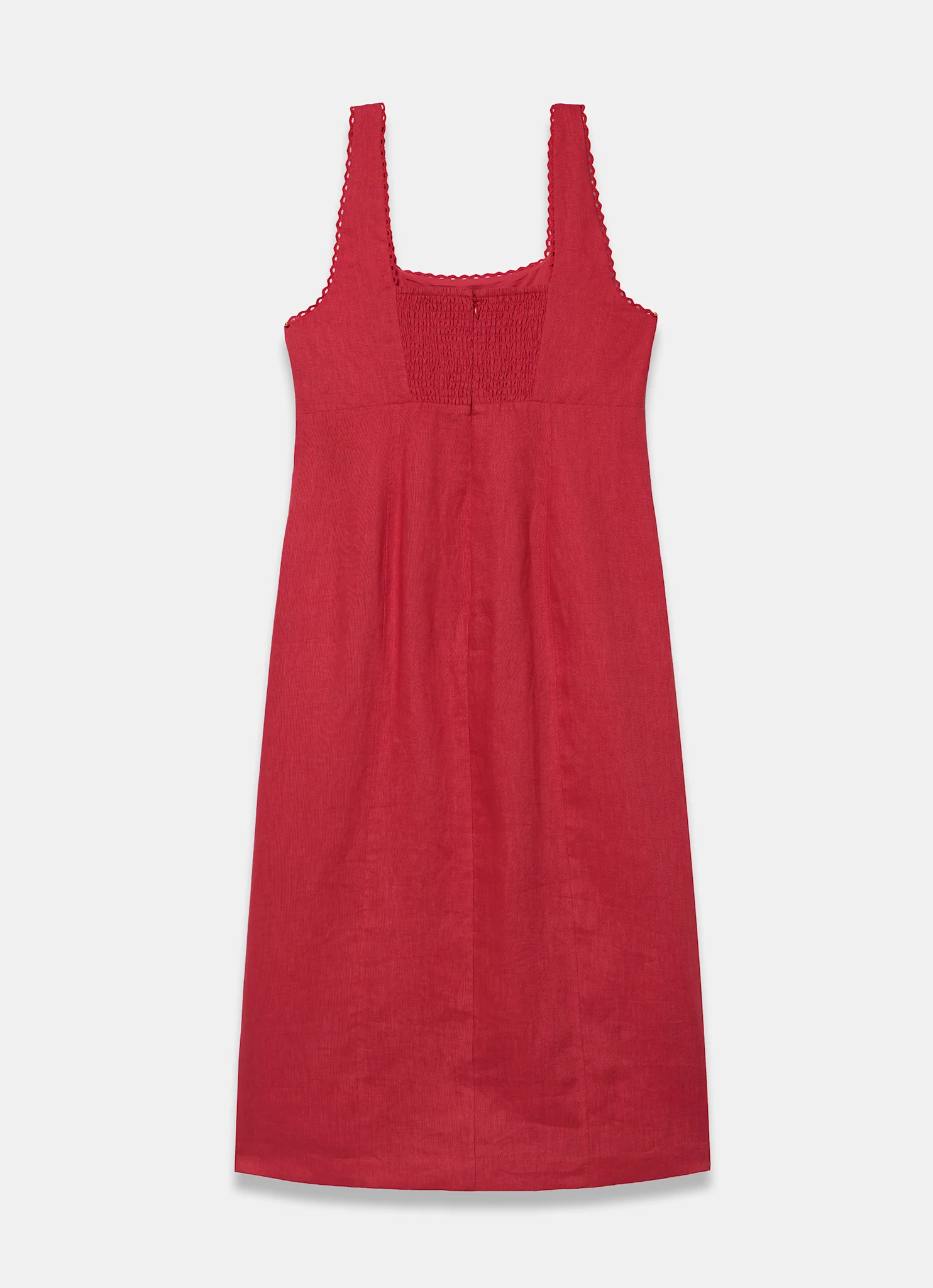 Red Linen Midi Dress - Image 7