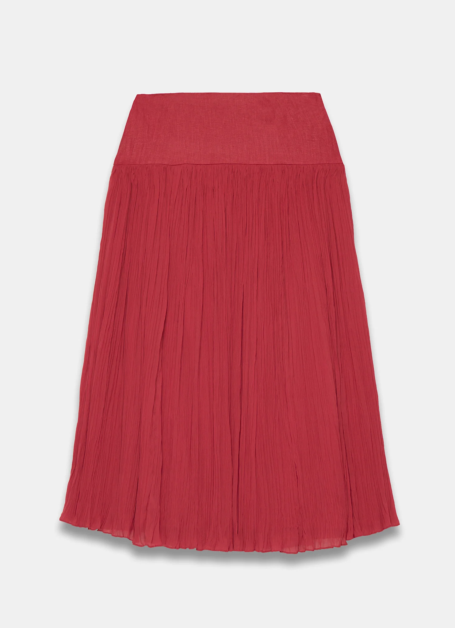 Red Drop Waist Crinkle Midi Skirt - Image 6