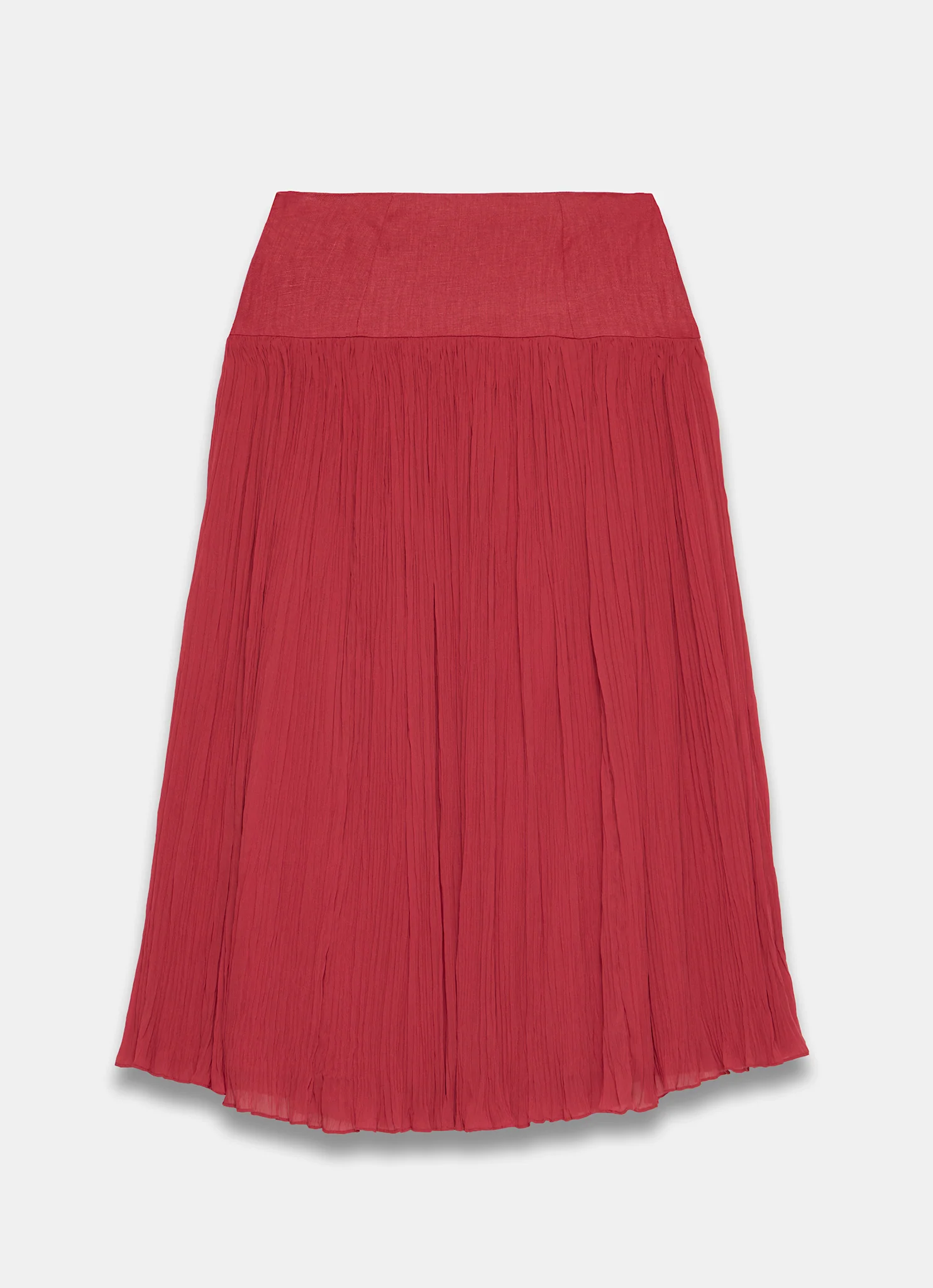 Red Drop Waist Crinkle Midi Skirt - Image 7