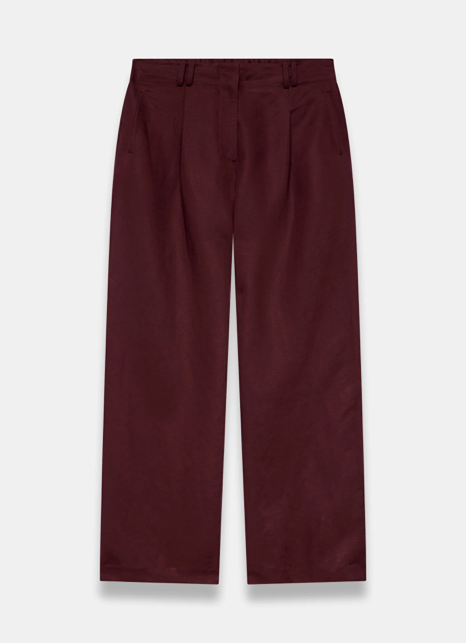 Burgundy Linen Blend Wide Leg Trousers - Image 7