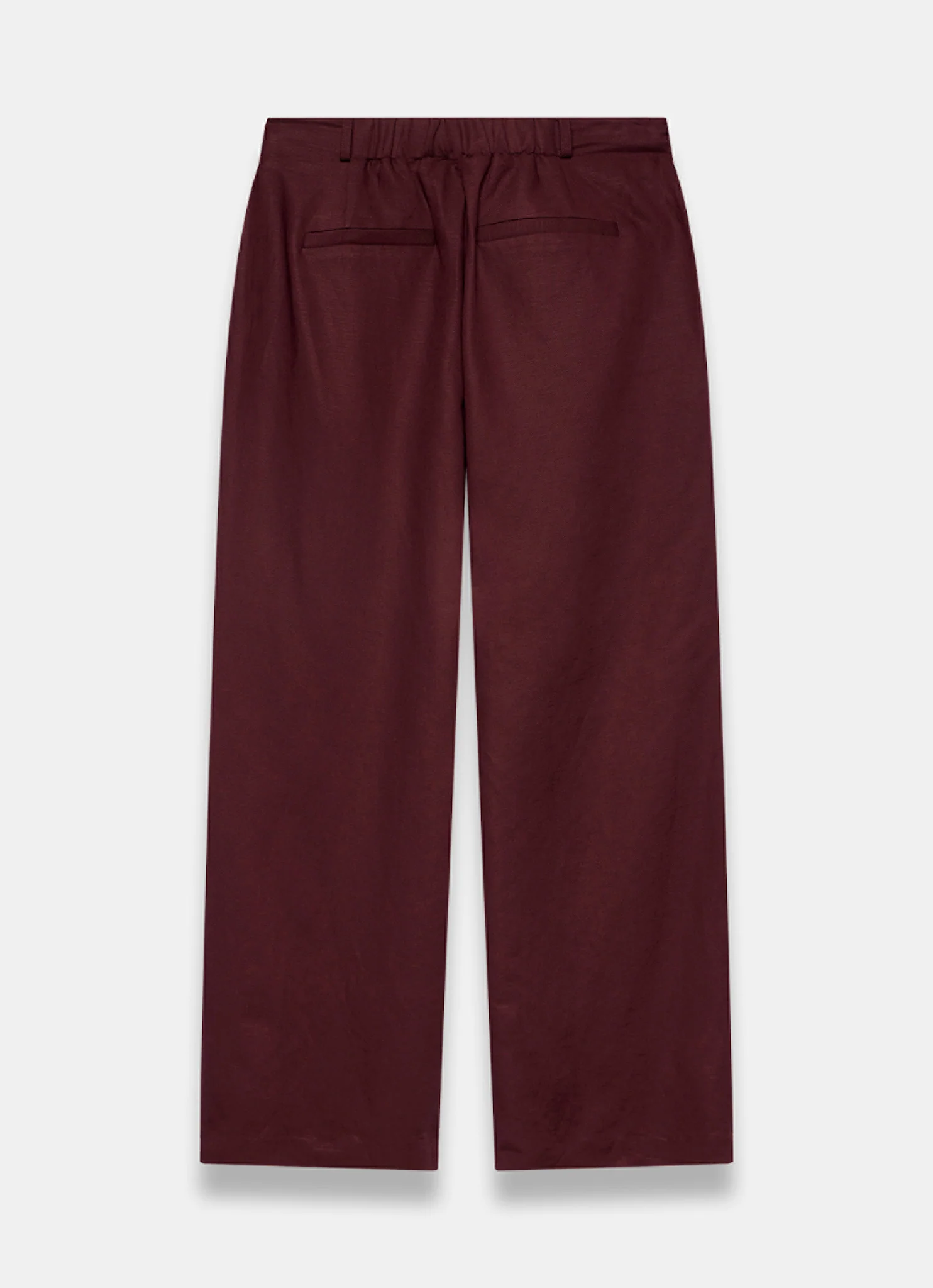 Burgundy Linen Blend Wide Leg Trousers - Image 8