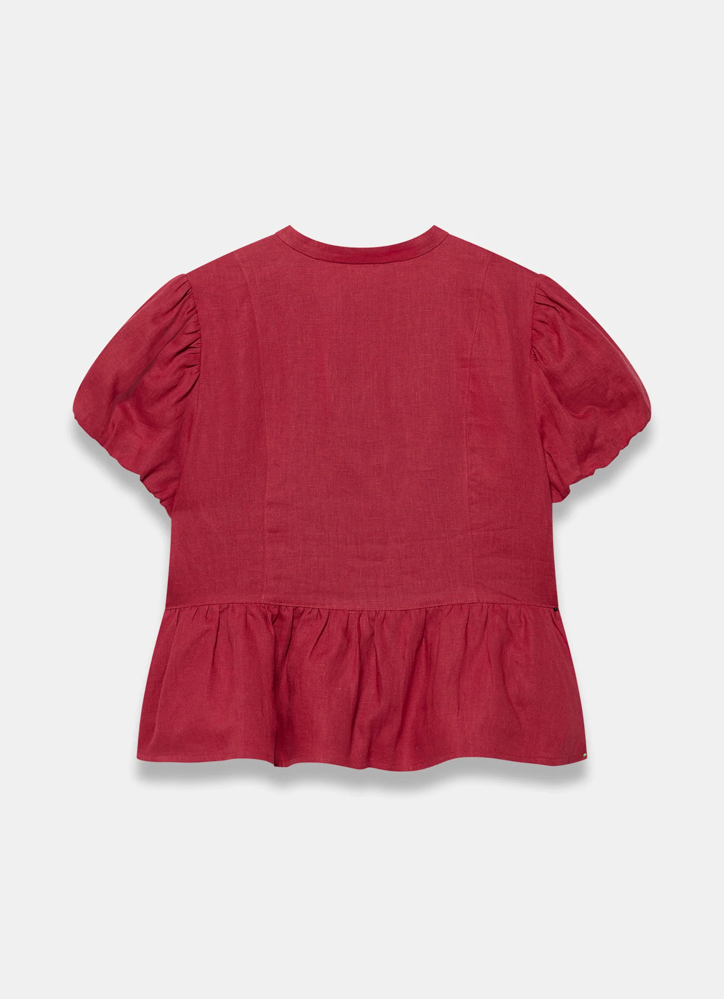 Red Linen Peplum Top - Image 7
