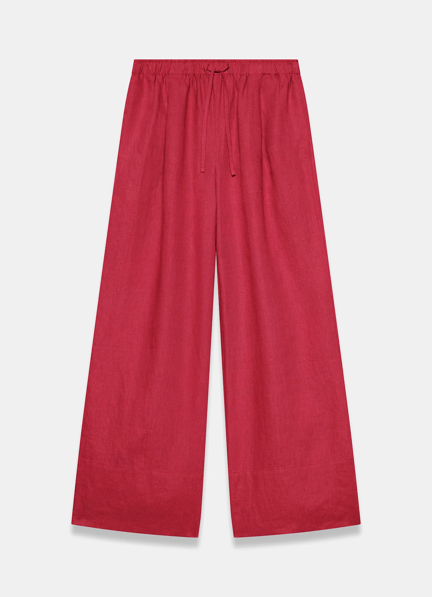 Red Linen Drawstring Wide Leg Trousers - Image 6