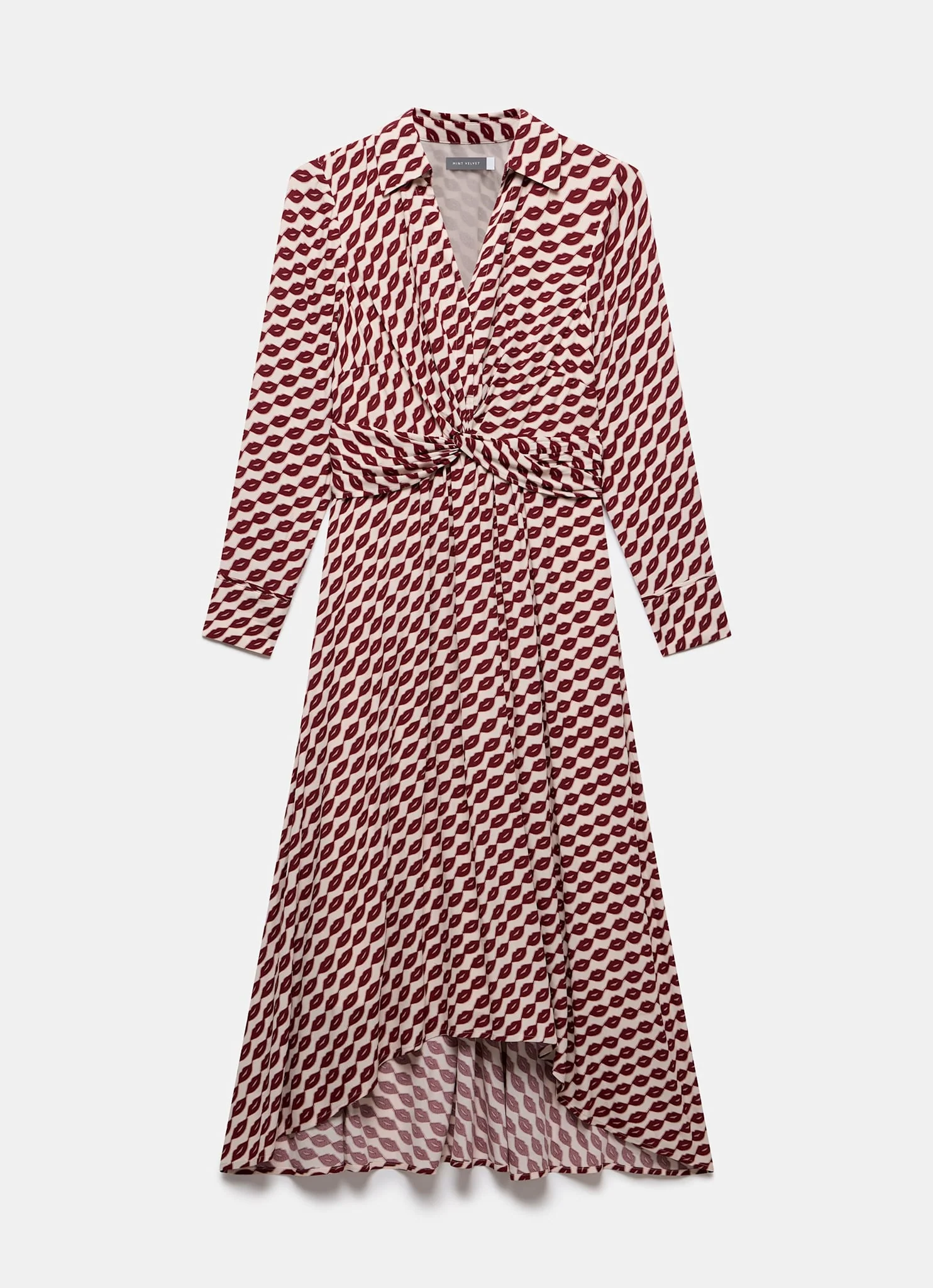 Red Lip Print Midi Shirt Dress - Image 7