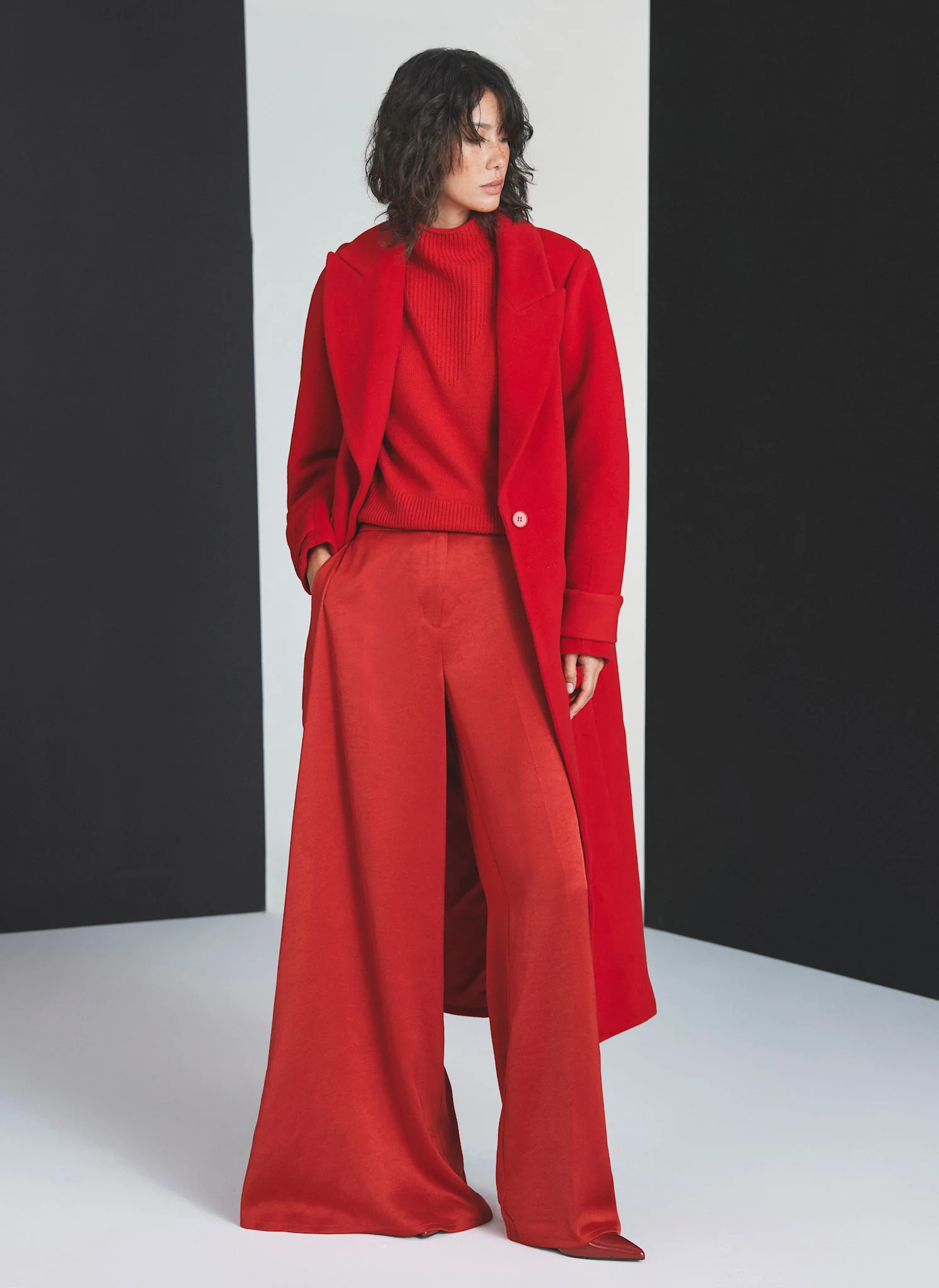 Red Wool Blend Maxi Coat - Image 2