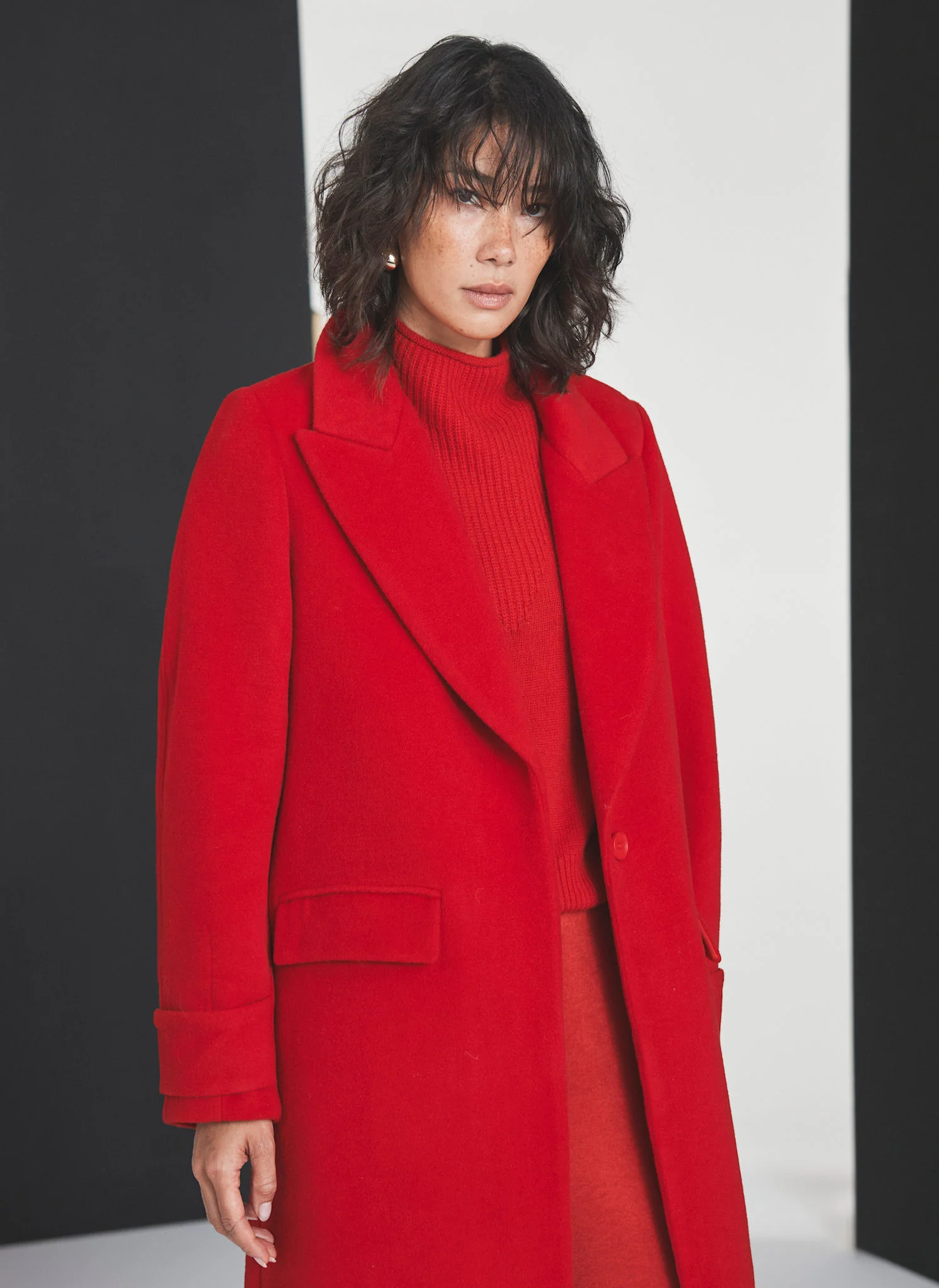 Red Wool Blend Maxi Coat - Image 4