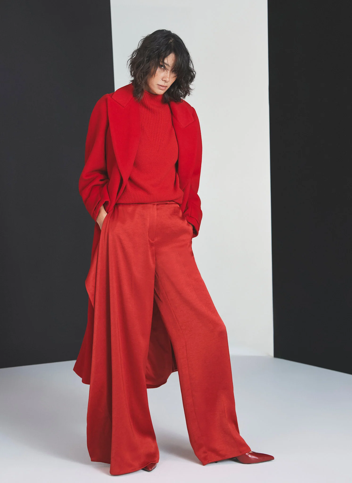 Red Wool Blend Maxi Coat - Image 5