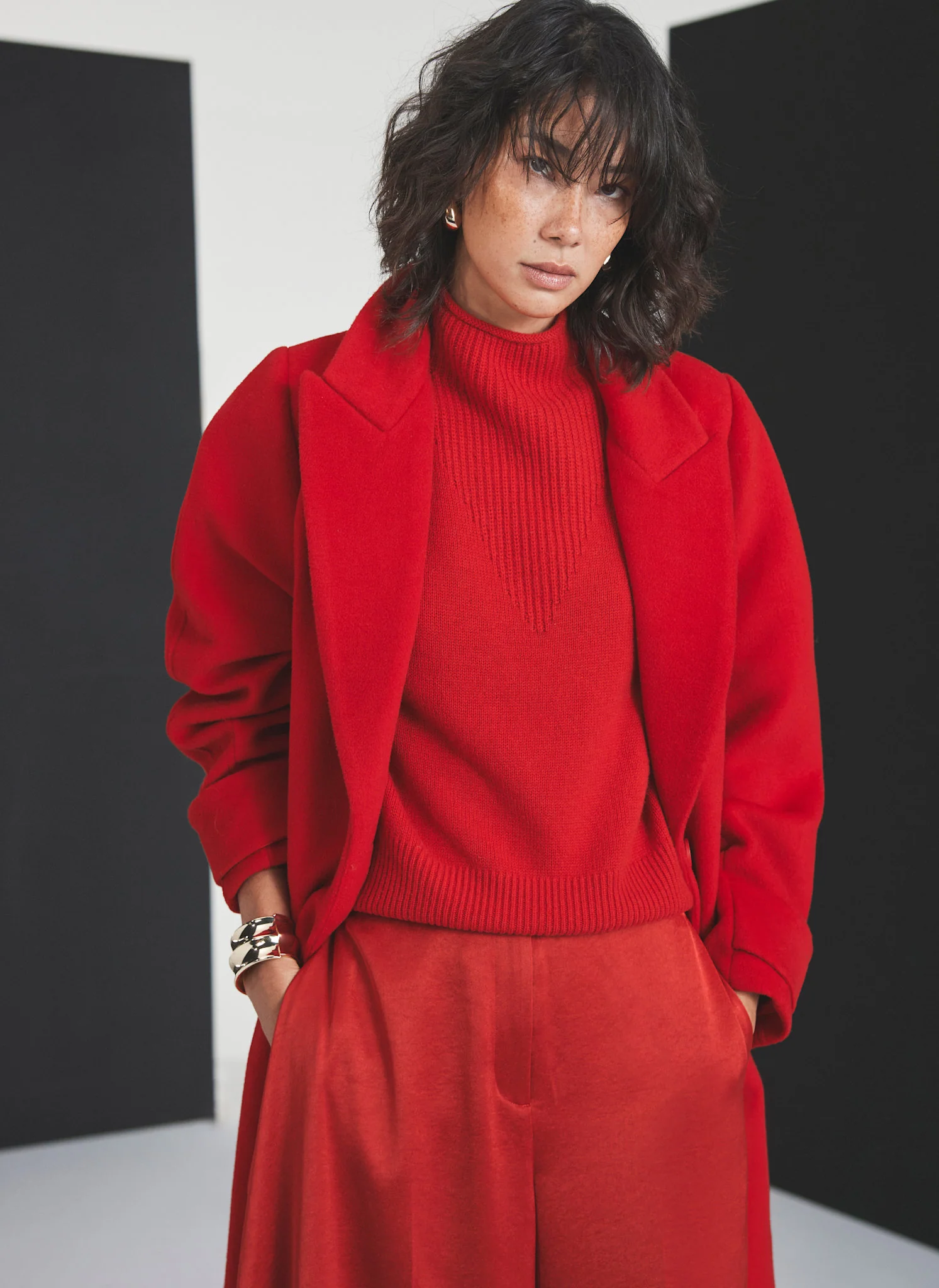 Red Wool Blend Maxi Coat - Image 6