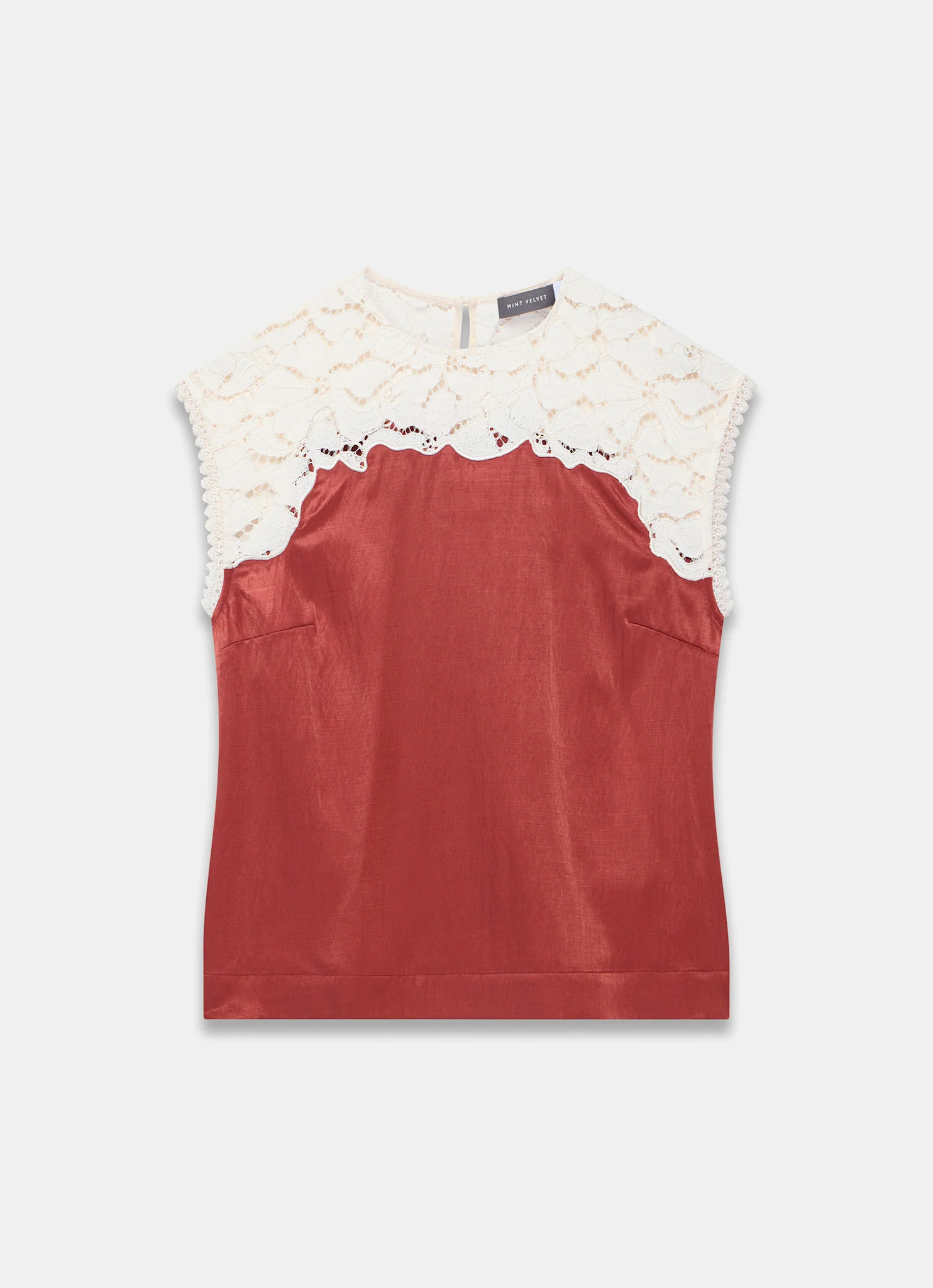 Rust Red Satin Lace Top - Image 7