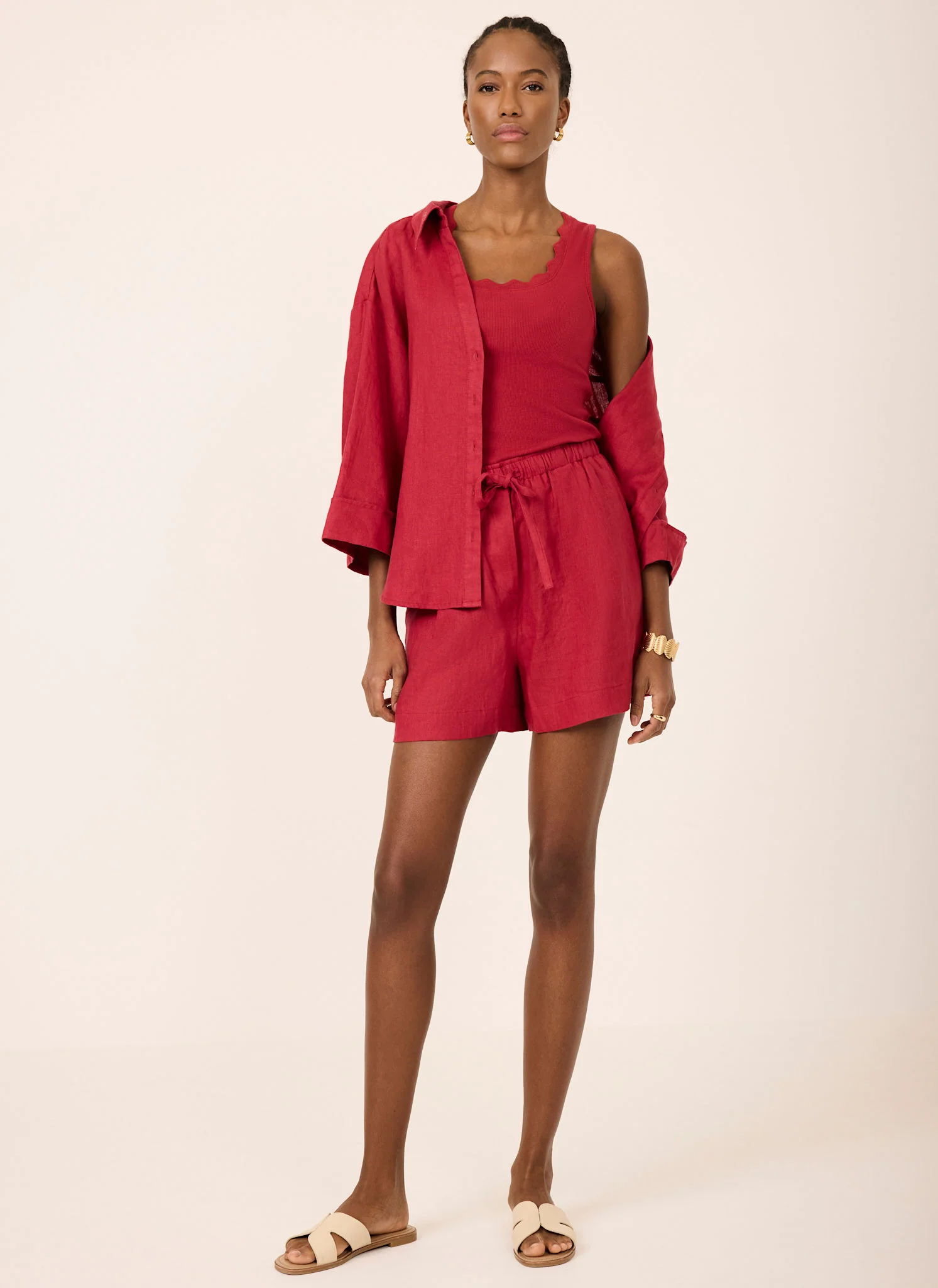 Red Scallop Trim Vest Top - Image 5