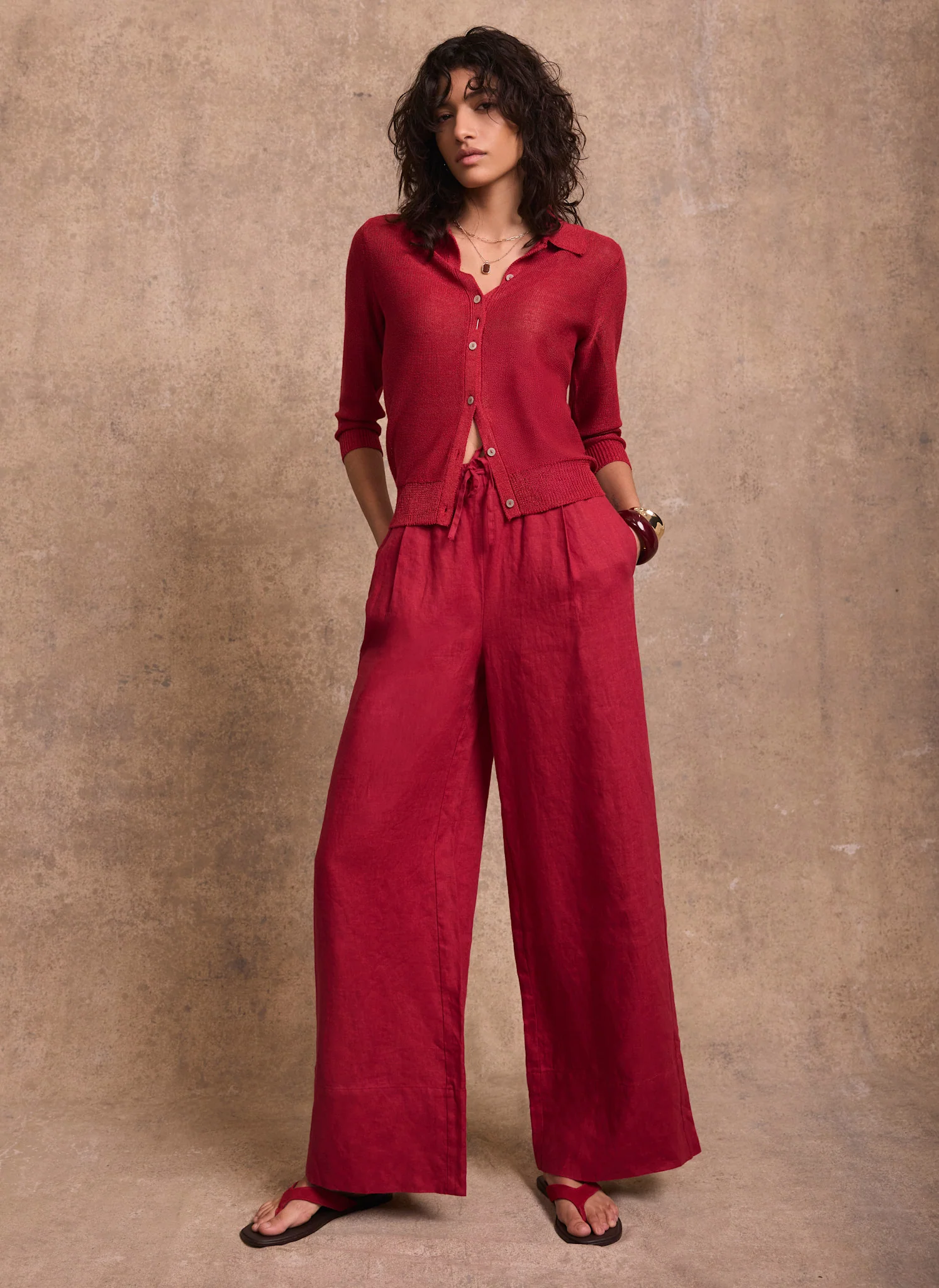 Red Metallic Knit Top - Image 4