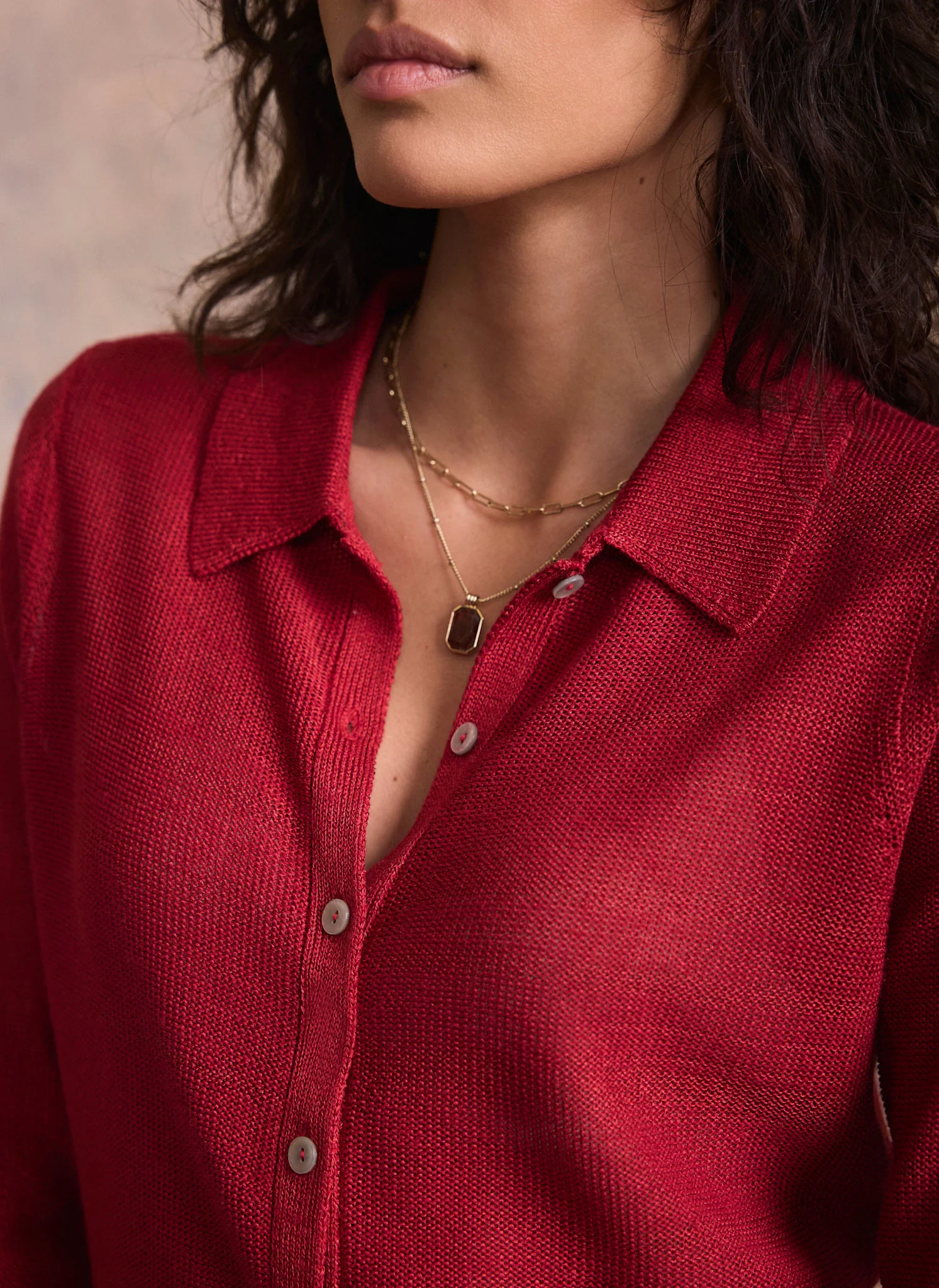 Red Metallic Knit Top - Image 5