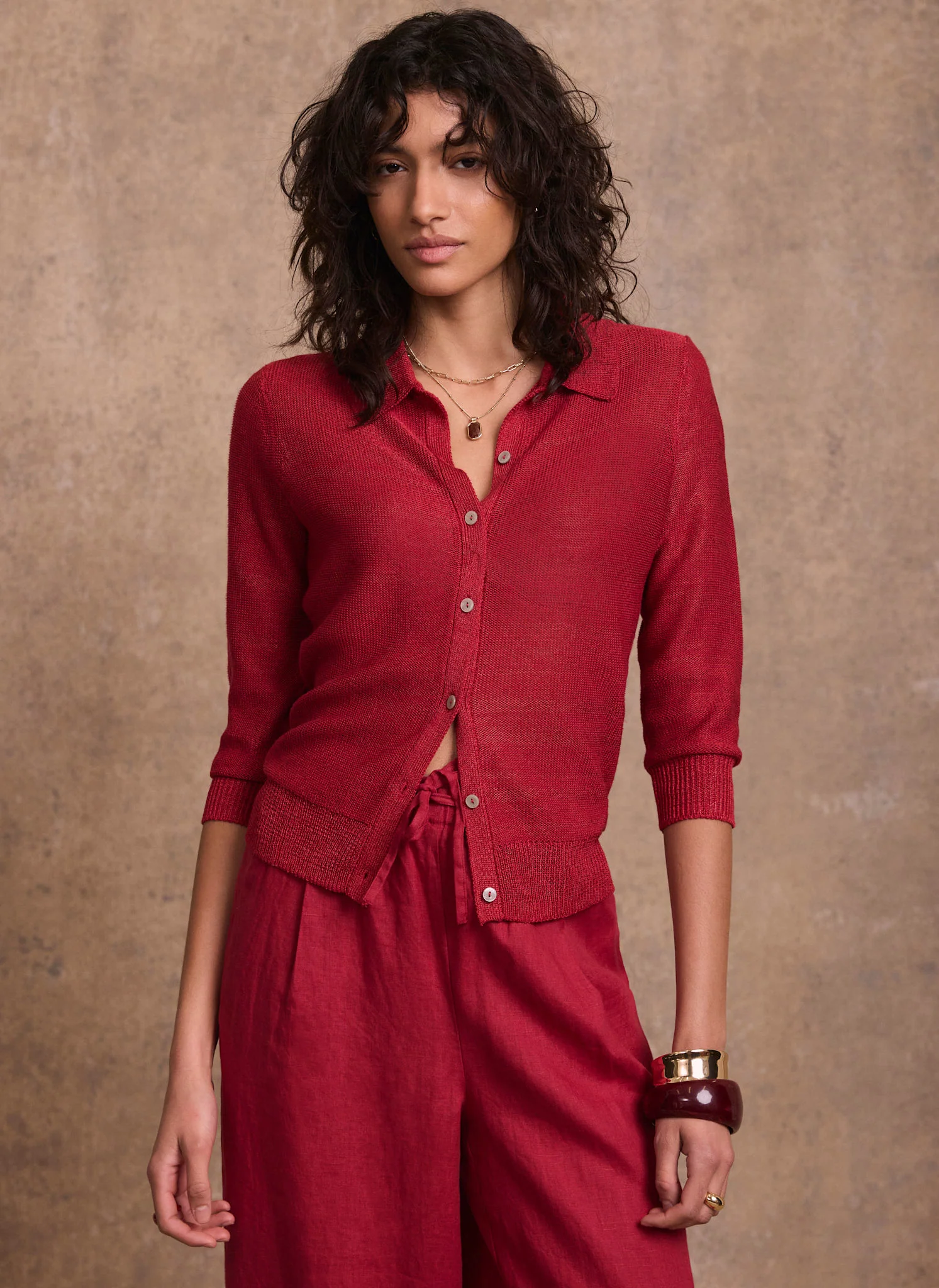 Red Metallic Knit Top - Image 6