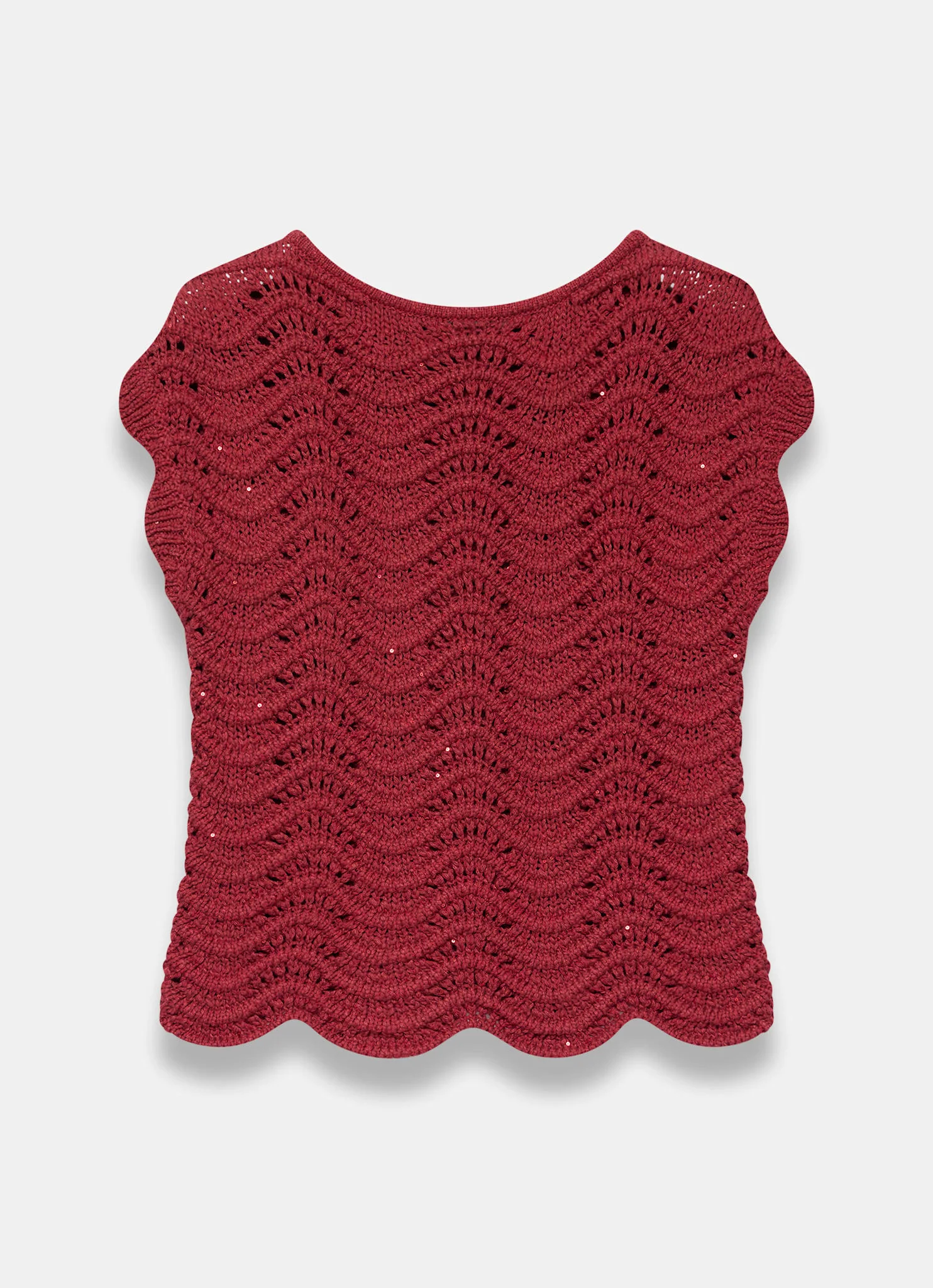 Red Embellished Crochet Knit Top - Image 7